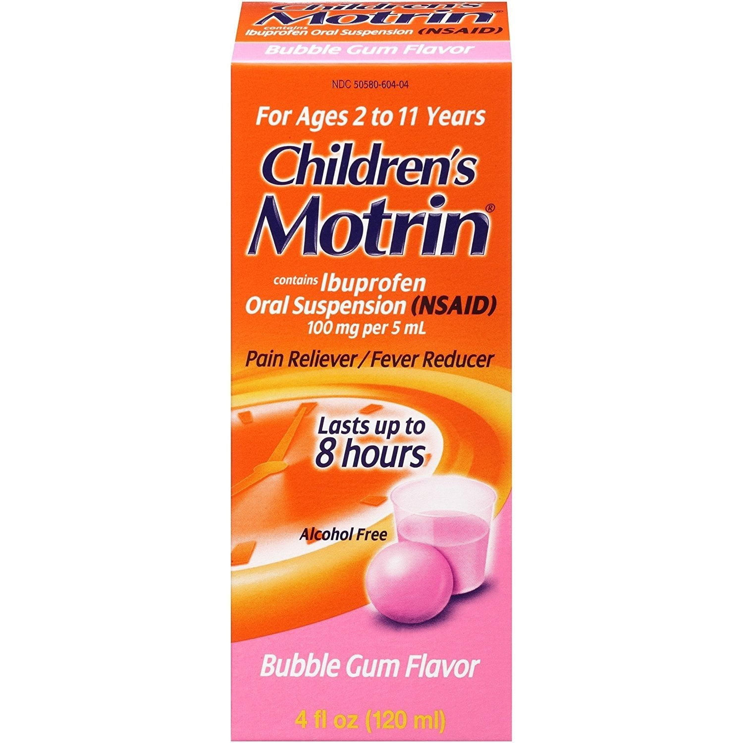 Motrin Childrens Pain Reliever Bubble Gum Flavored Oral Liquid Suspension 4oz