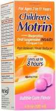Motrin Childrens Pain Reliever Fever Reducer Liquid Bubble Gum Flavor 4 Fluid Ounce