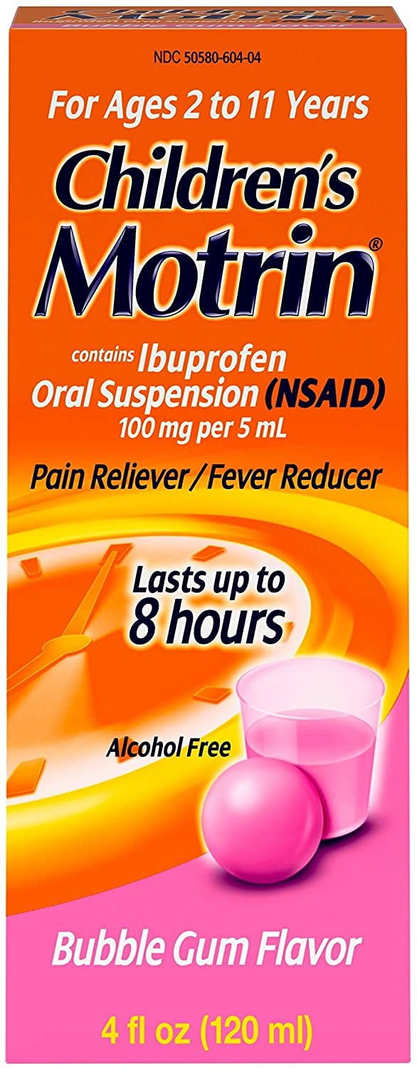 Motrin Childrens Pain Reducer Liquid Bubble Gum Flavor