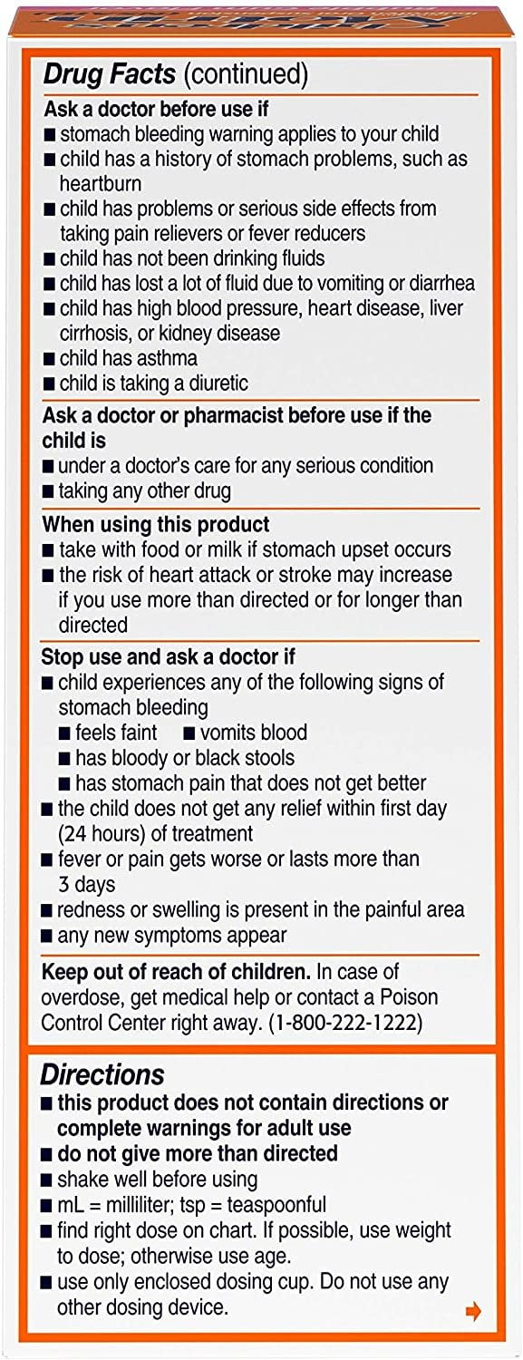 Motrin Childrens Pain Reducer Liquid Bubble Gum Flavor