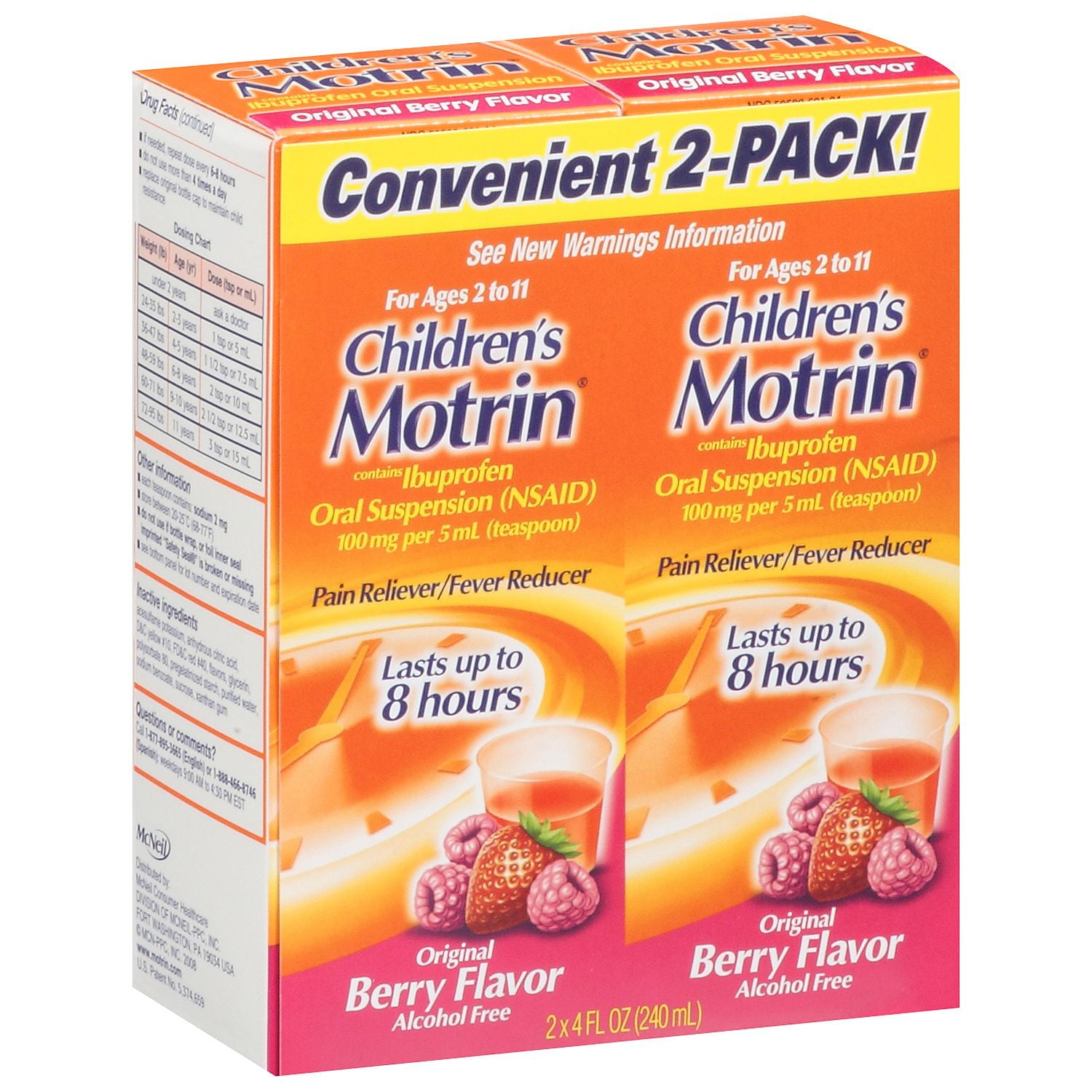 Motrin Original Berry Flavor Suspension 2 Pk Of 4 Oz Childrens