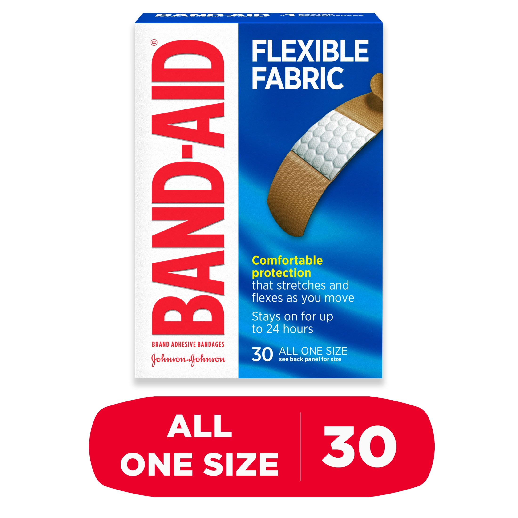 Band-Aid Brand Flexible Fabric Adhesive Bandages All One Size 30 Count