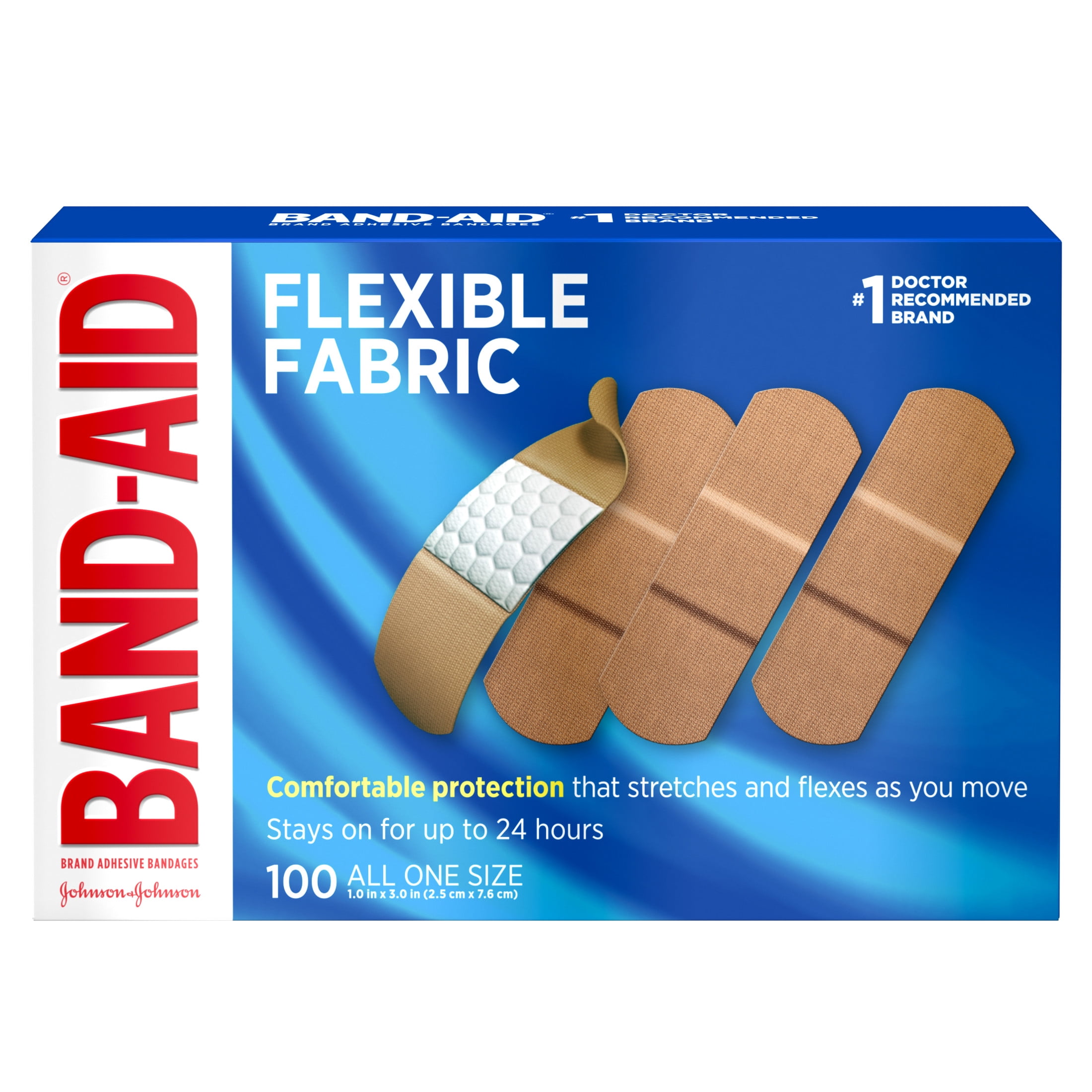 Band-Aid Brand Flexible Fabric Adhesive Bandages All One Size 100 Count