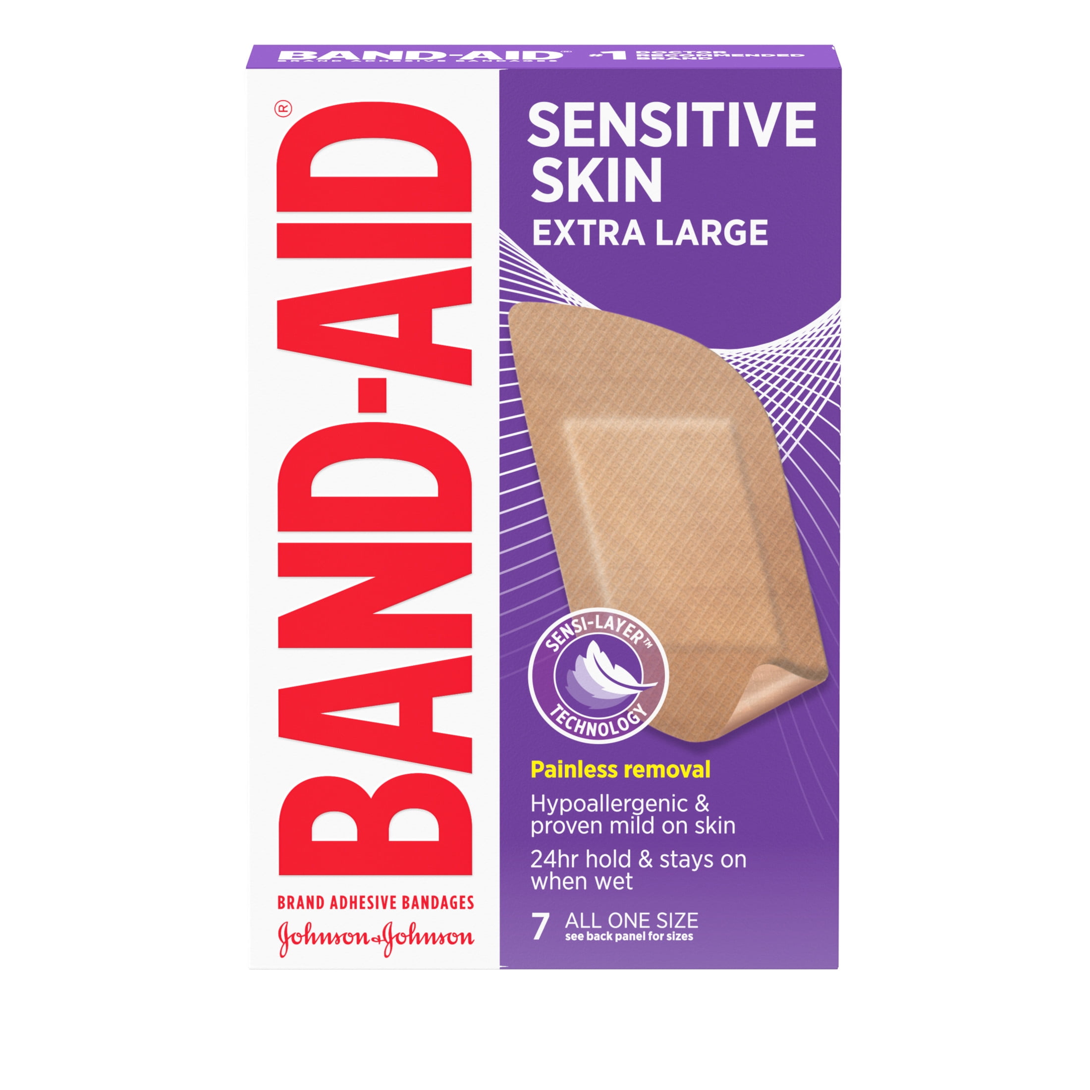Band-Aid Brand Sensitive Skin Adhesive Bandages XL 7 Count