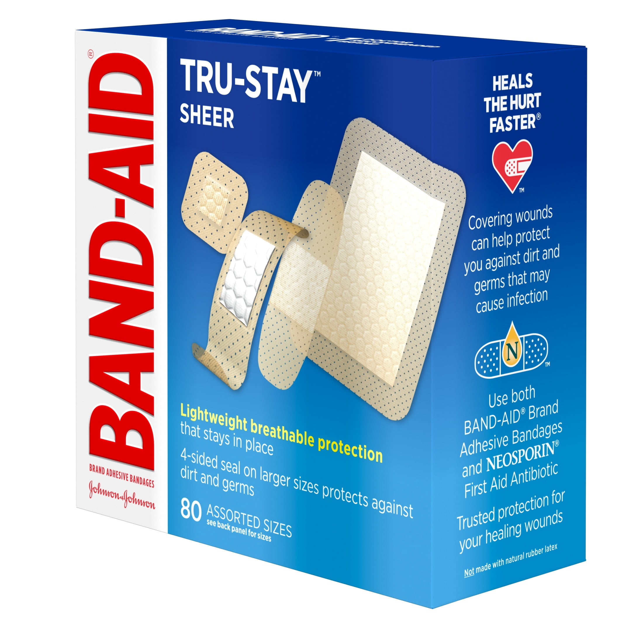 Band-Aid Brand Tru-Stay Sheer Adhesive Bandages Assorted 80 Count
