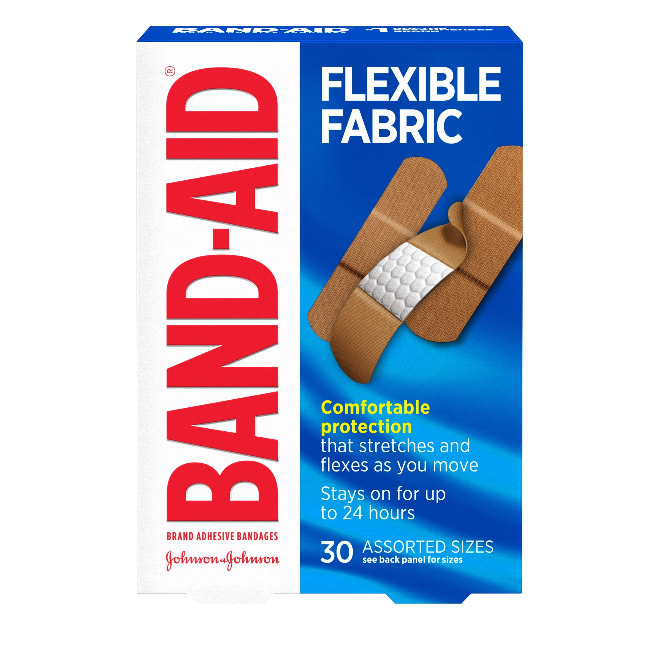 Band-Aid Brand Flexible Fabric Adhesive Bandages Assorted 30 Count