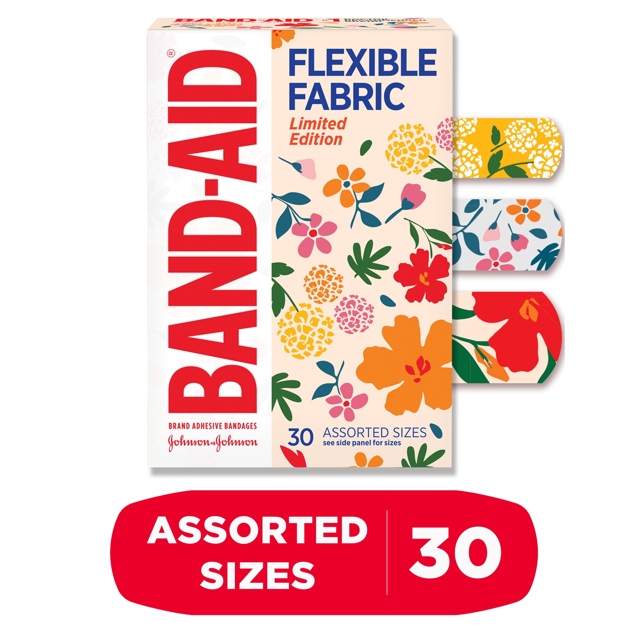 Band-Aid Brand Flexible Fabric Wildflower Assorted 30 Ct