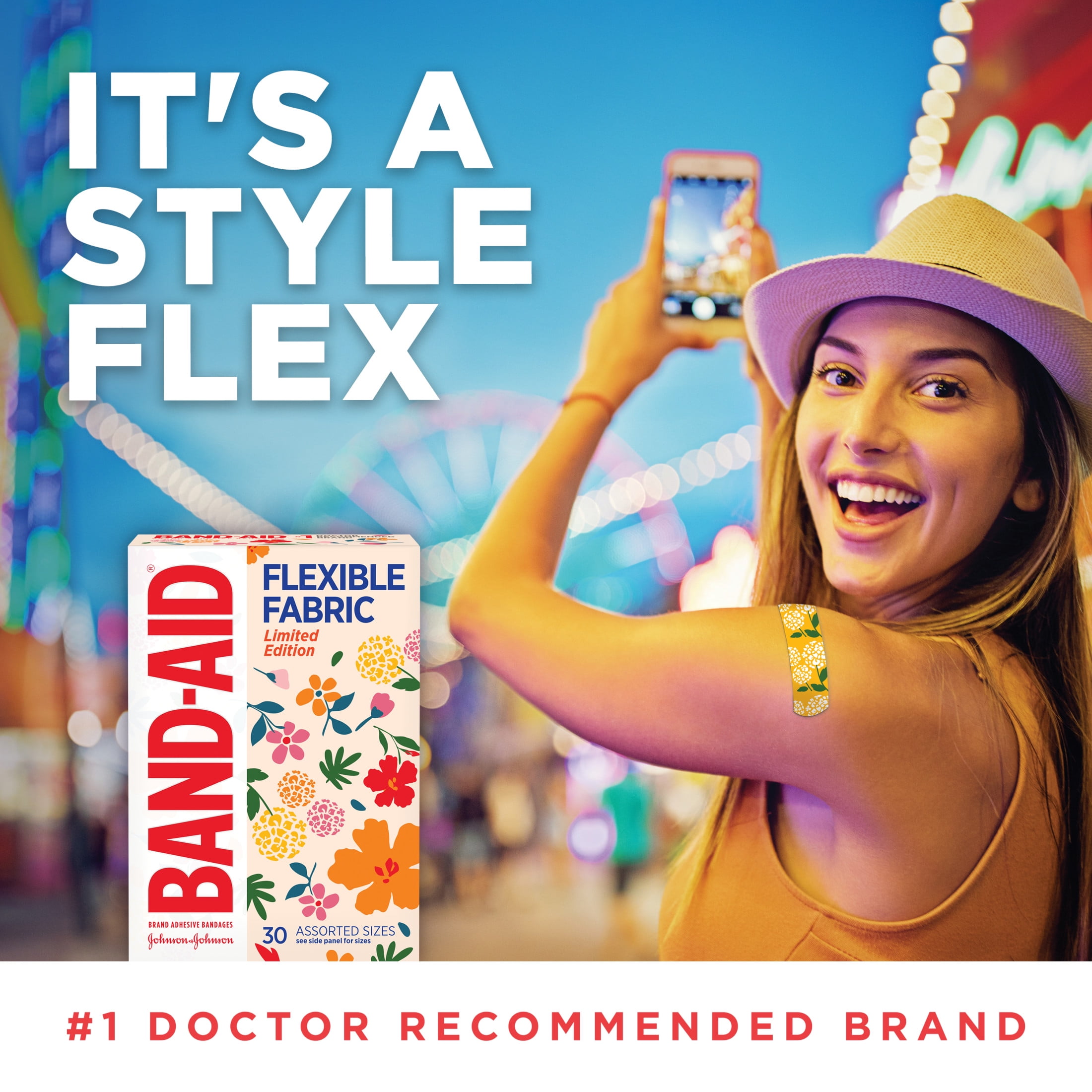 Band-Aid Brand Flexible Fabric Wildflower Assorted 30 Ct