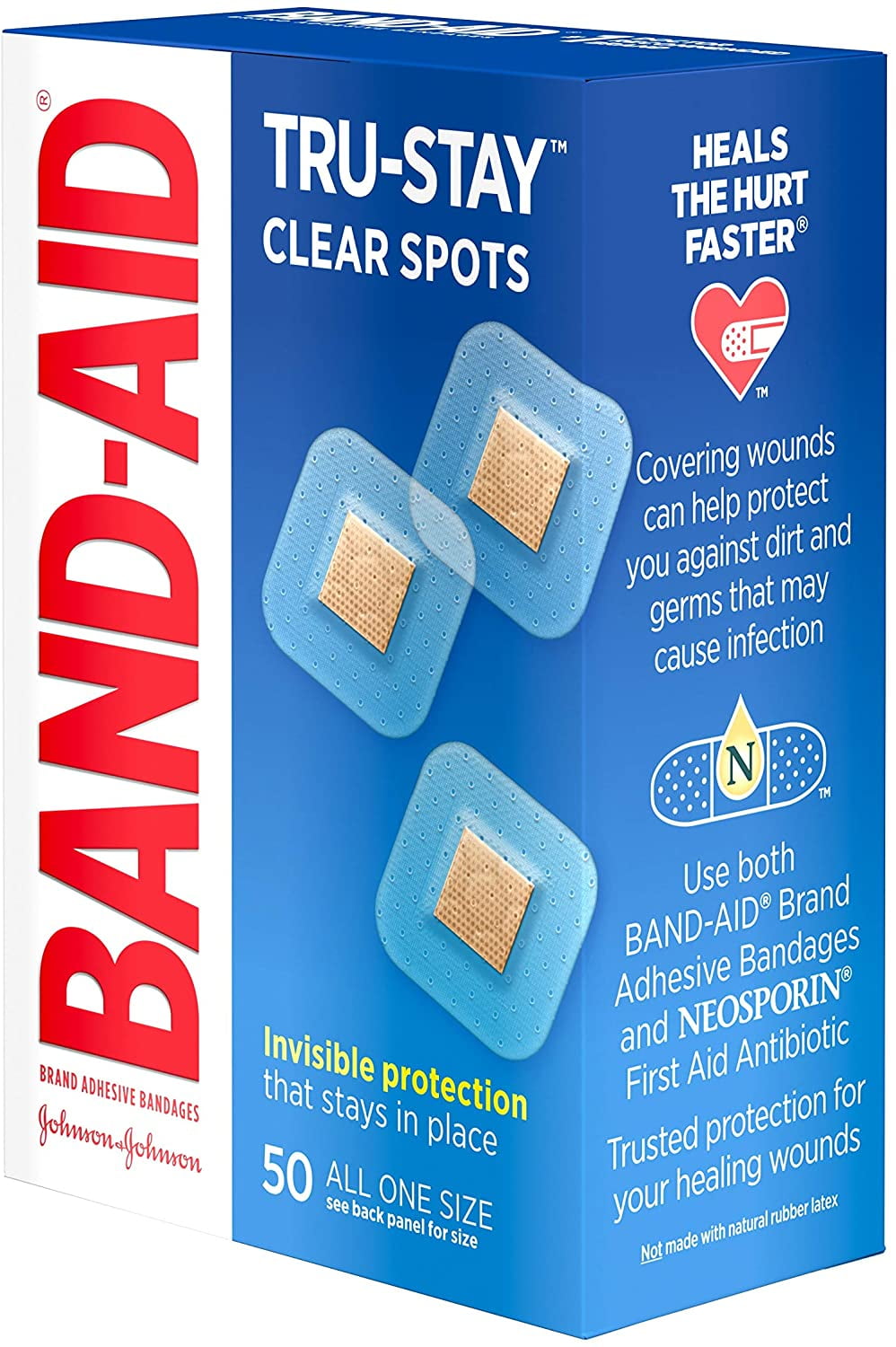 Band-Aid Adhesive Clear Spots Bandages 50 Count Each Size All One