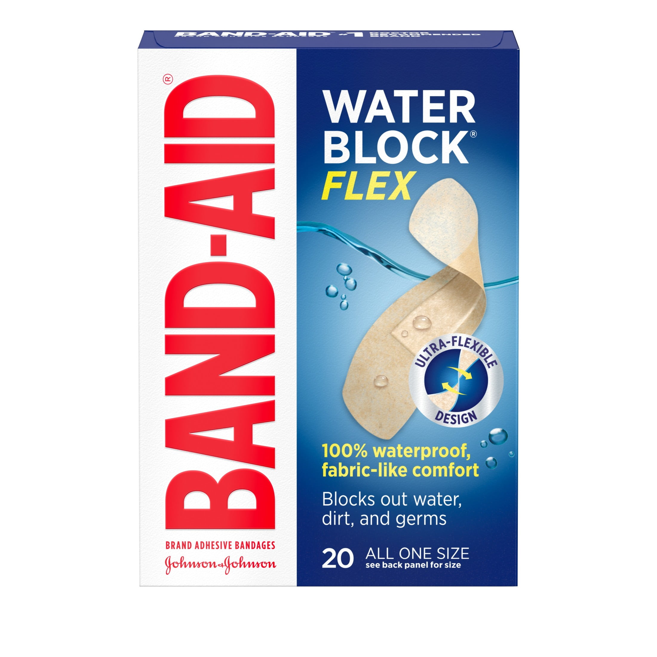 Band-Aid Brand Water Block Flex Adhesive Bandages All One Size 20 Ct