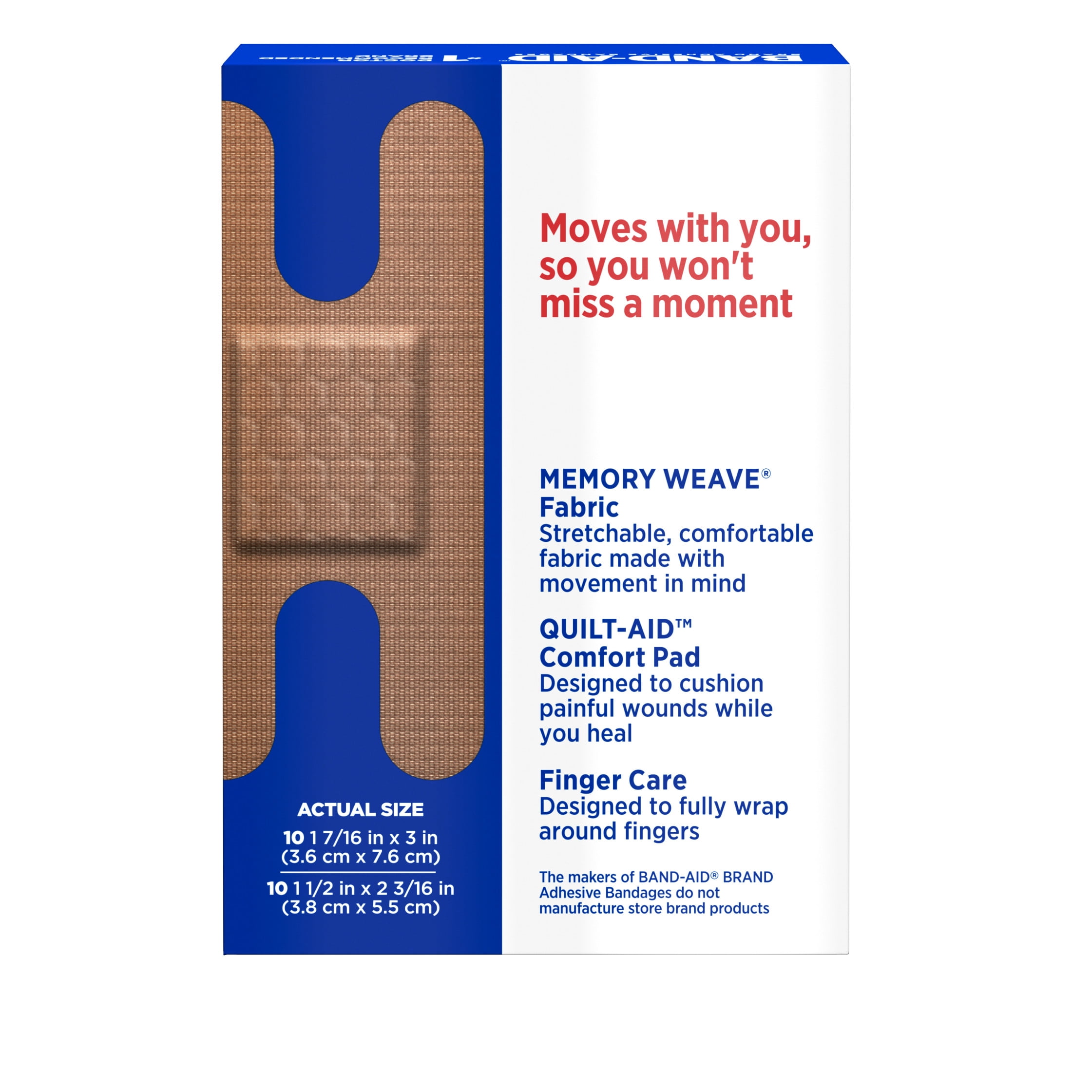 Band-Aid Fabric Adhesive Bandages for Finger and Knuckle 20 Count