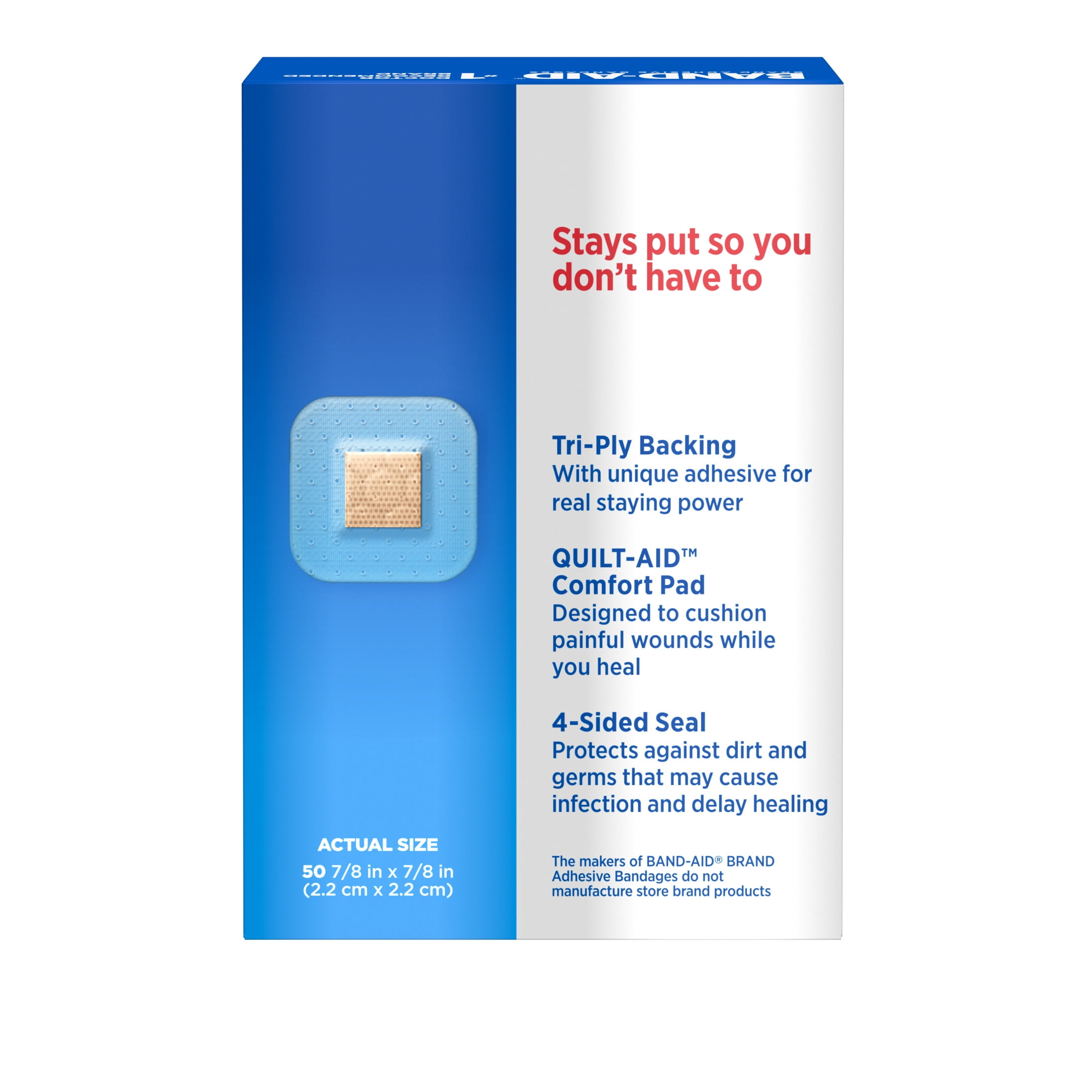 Band-Aid Brand Tru-Stay Clear Spots Square Bandages One Size 50 Count