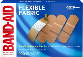 Band Aid J&J Flexible Fabric Adhesive Bandages 1 x 3 100 per Box