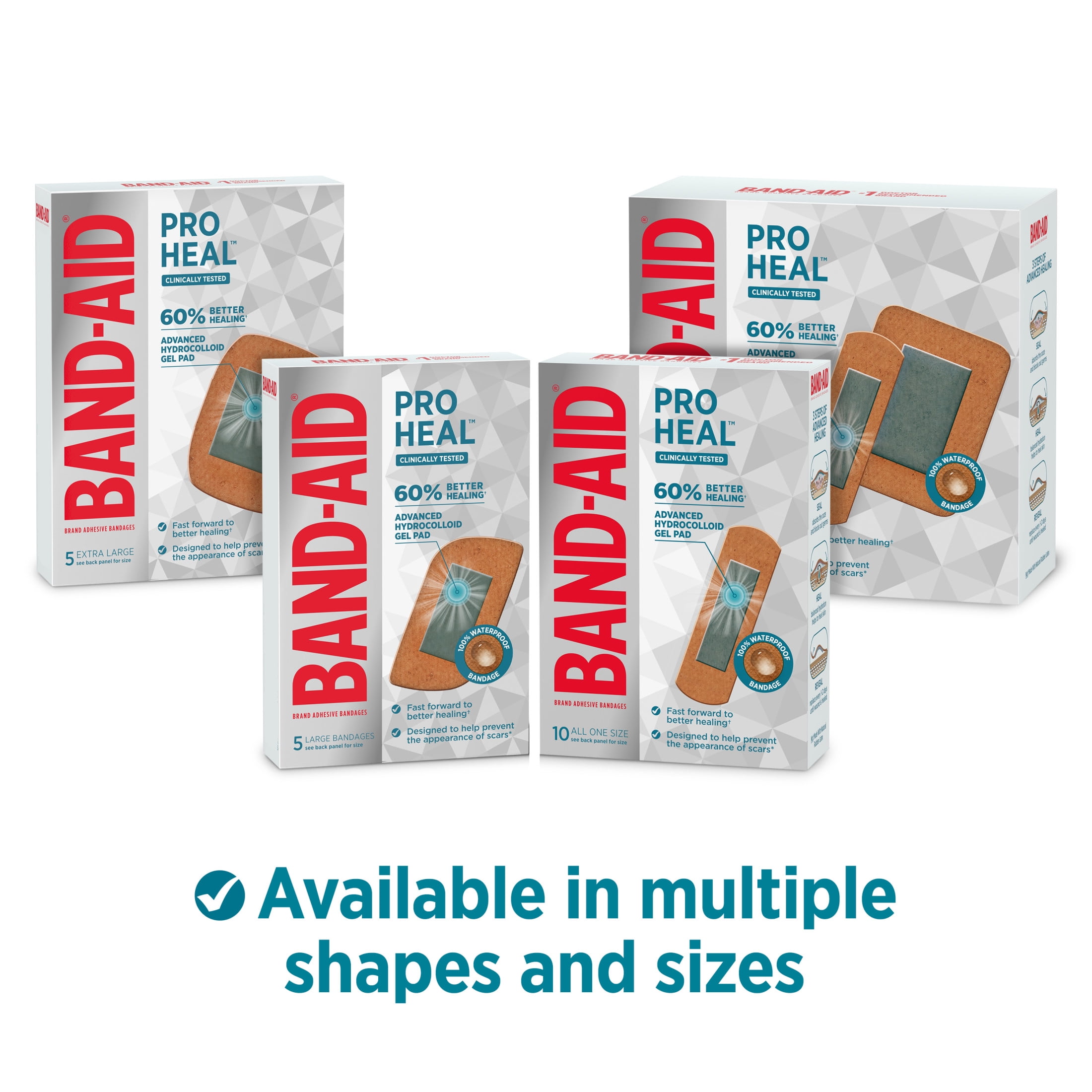 Band-Aid Brand Pro Heal Assorted Hydrocolloid Pad Bandages 15 Ct