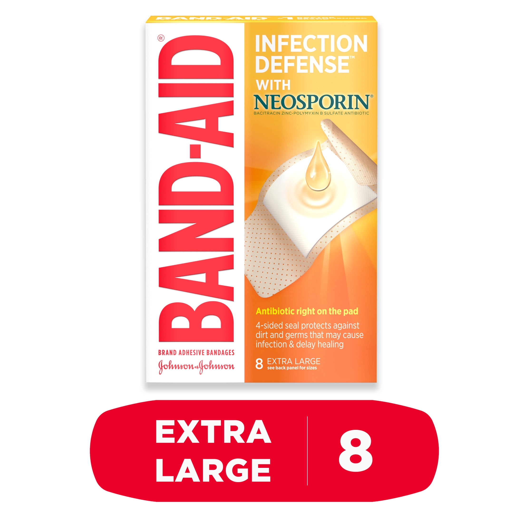 Band-Aid Brand Neosporin Antibiotic Extra Large Bandages 8 Ct
