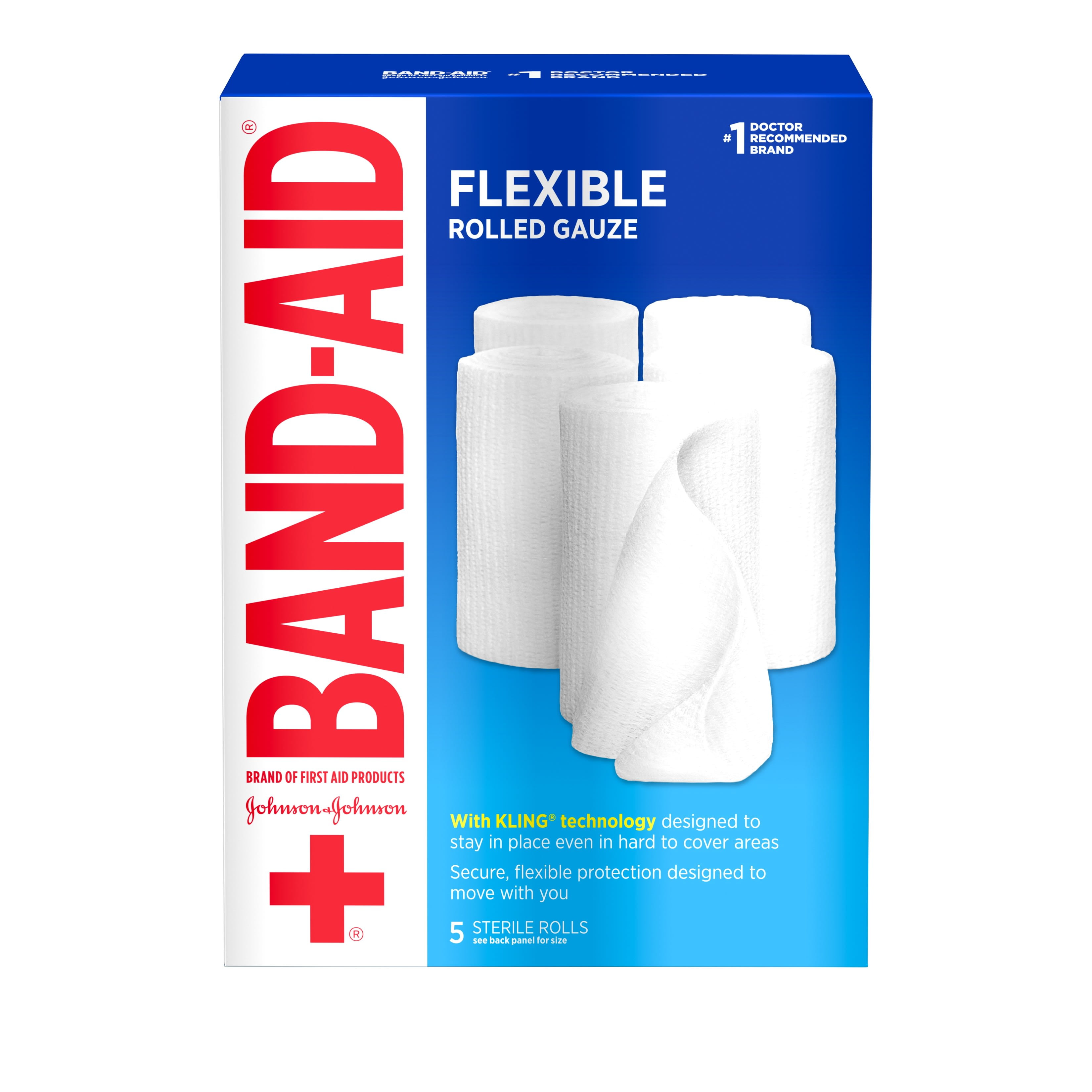 Band Aid Brand Flexible Rolled Medical Gauze 4in x 2.1yd 5 ct Kit