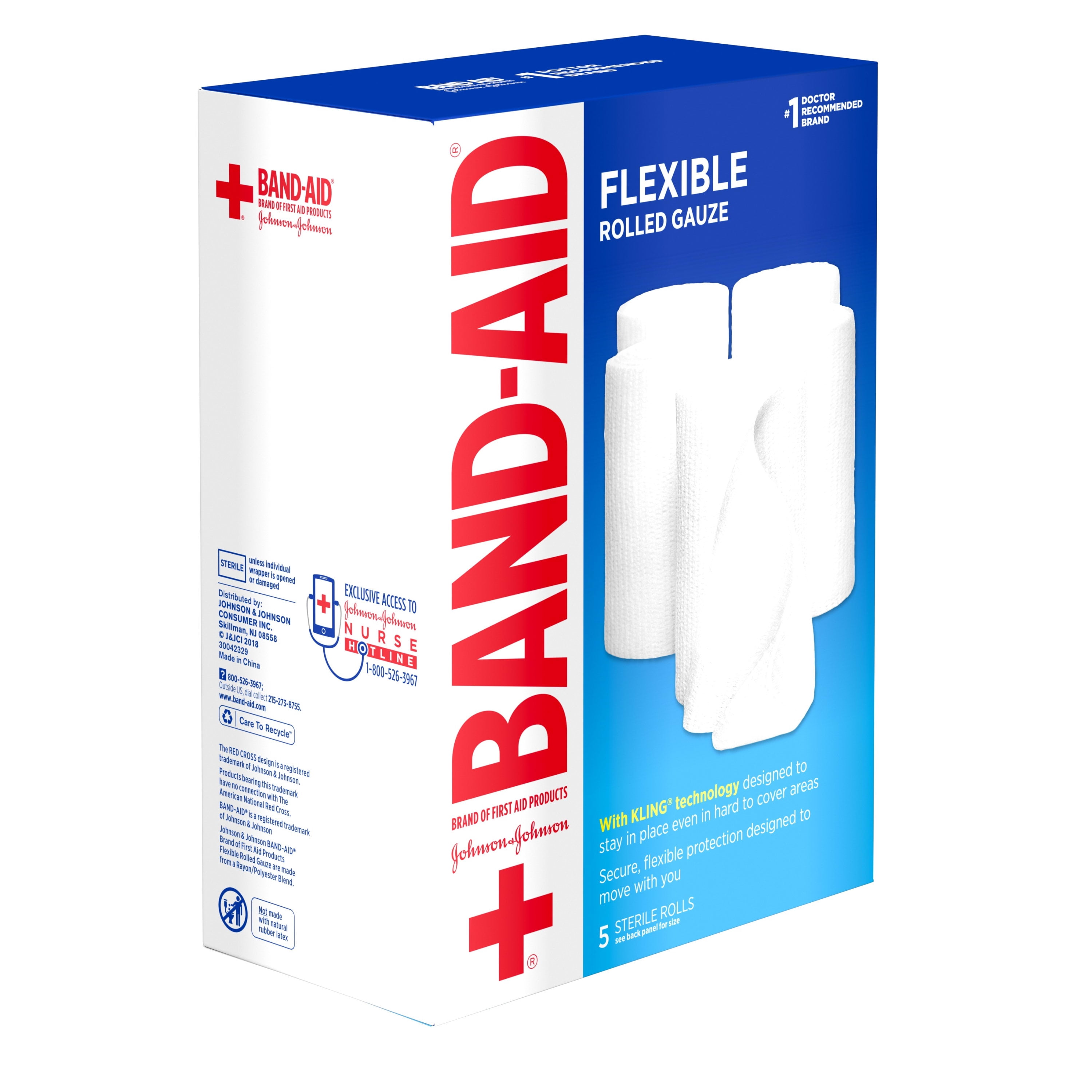 Band Aid Brand Flexible Rolled Medical Gauze 4in x 2.1yd 5 ct Kit