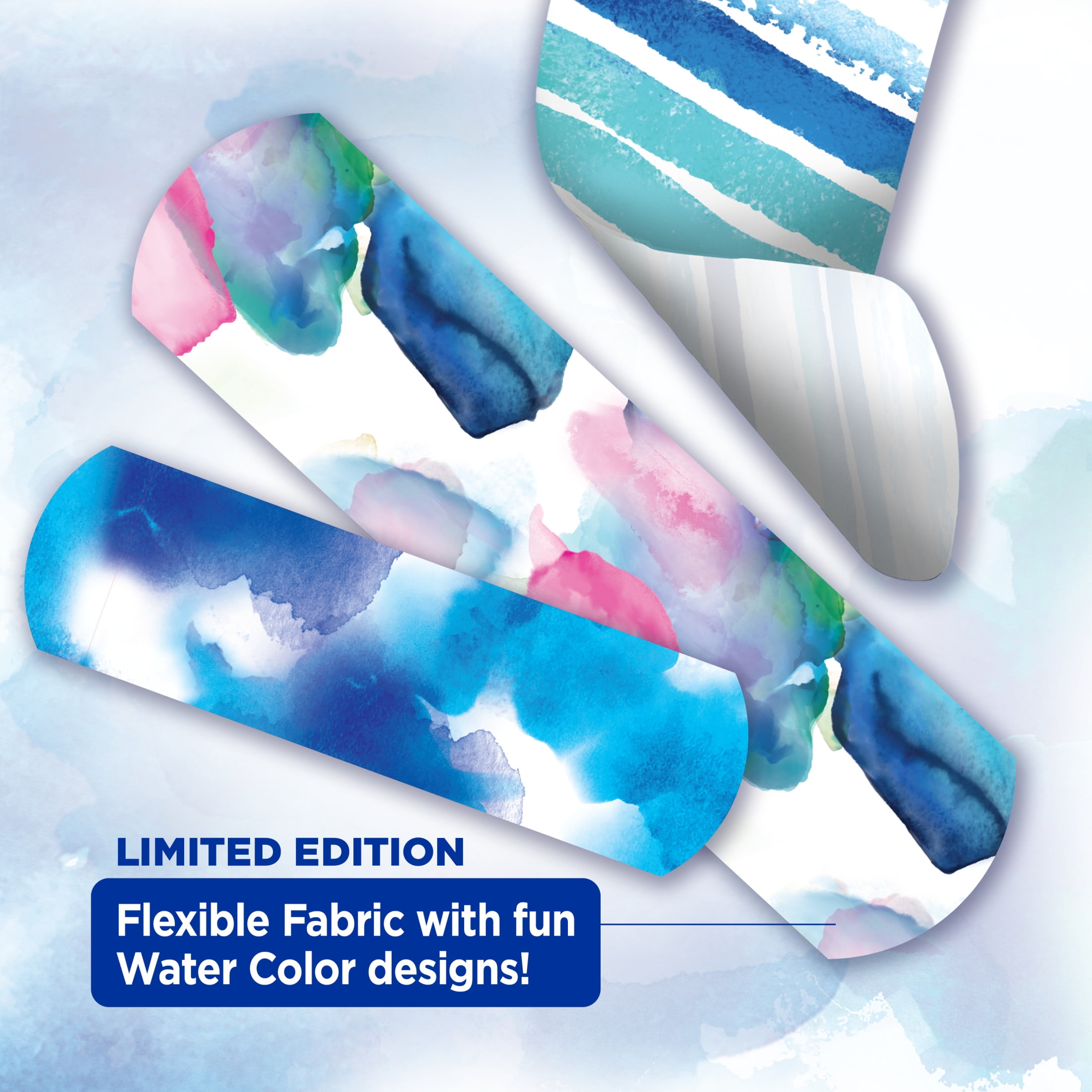 Band-Aid Flexible Fabric Bandages Water Color Assorted 30 Count