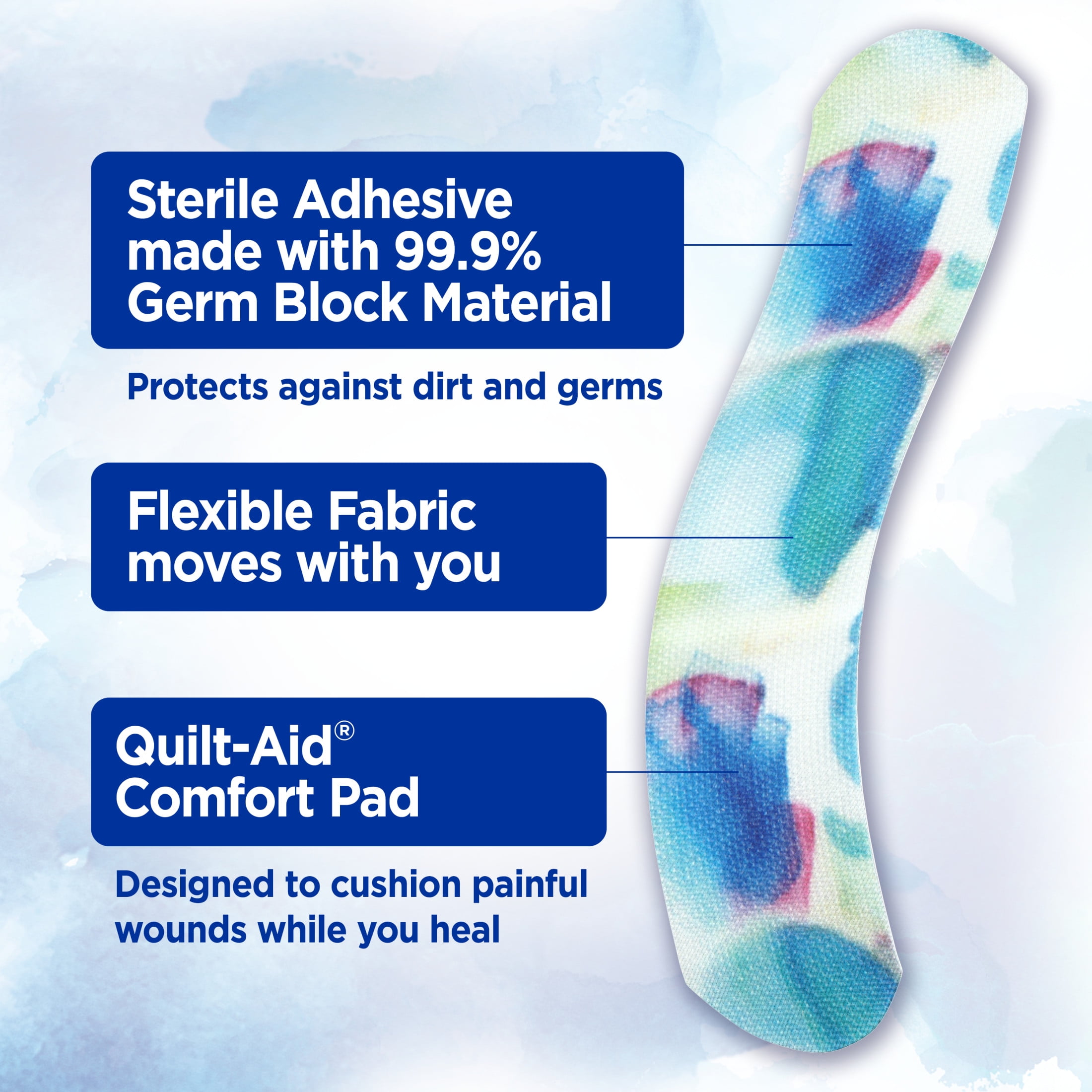 Band-Aid Flexible Fabric Bandages Water Color Assorted 30 Count