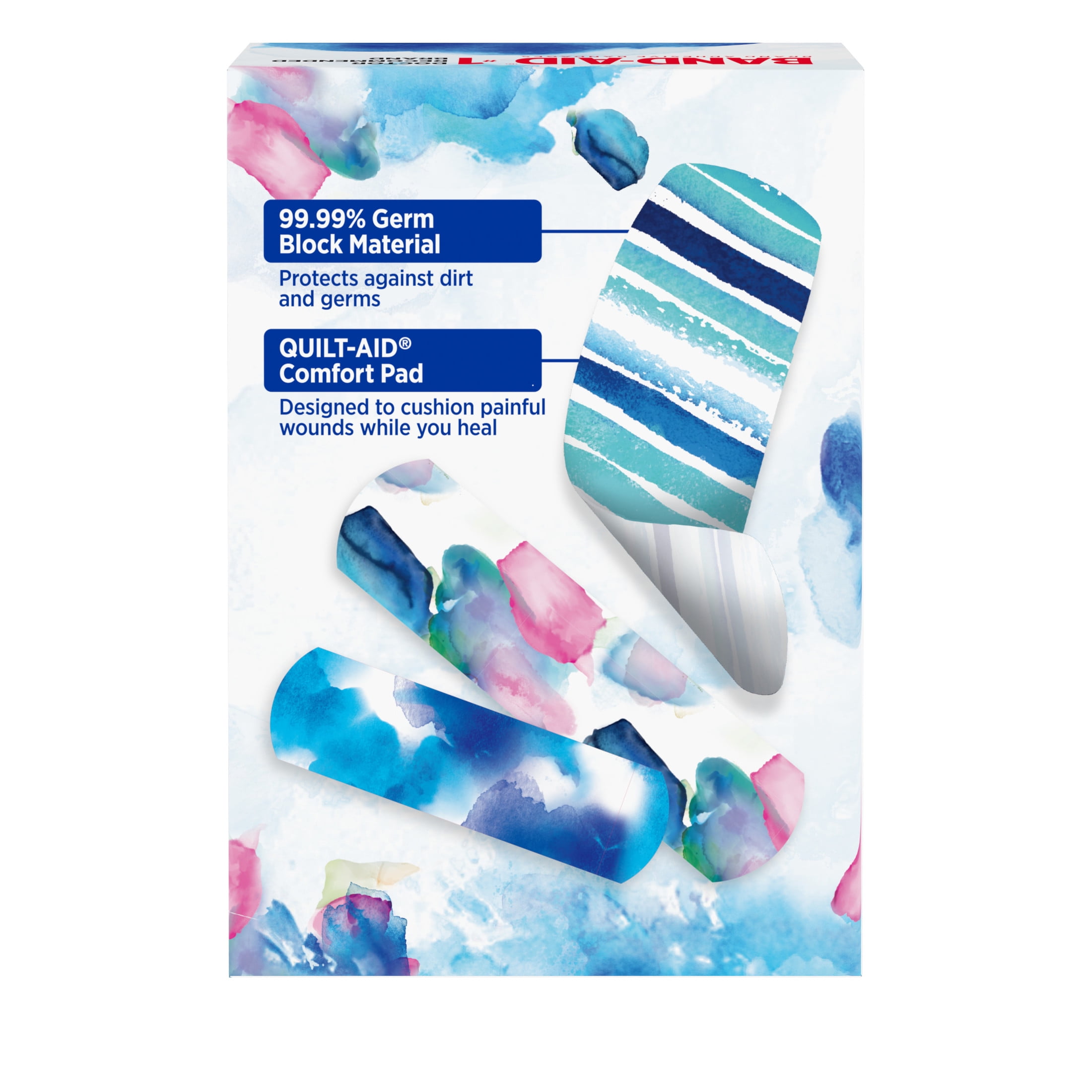 Band-Aid Flexible Fabric Bandages Water Color Assorted 30 Count