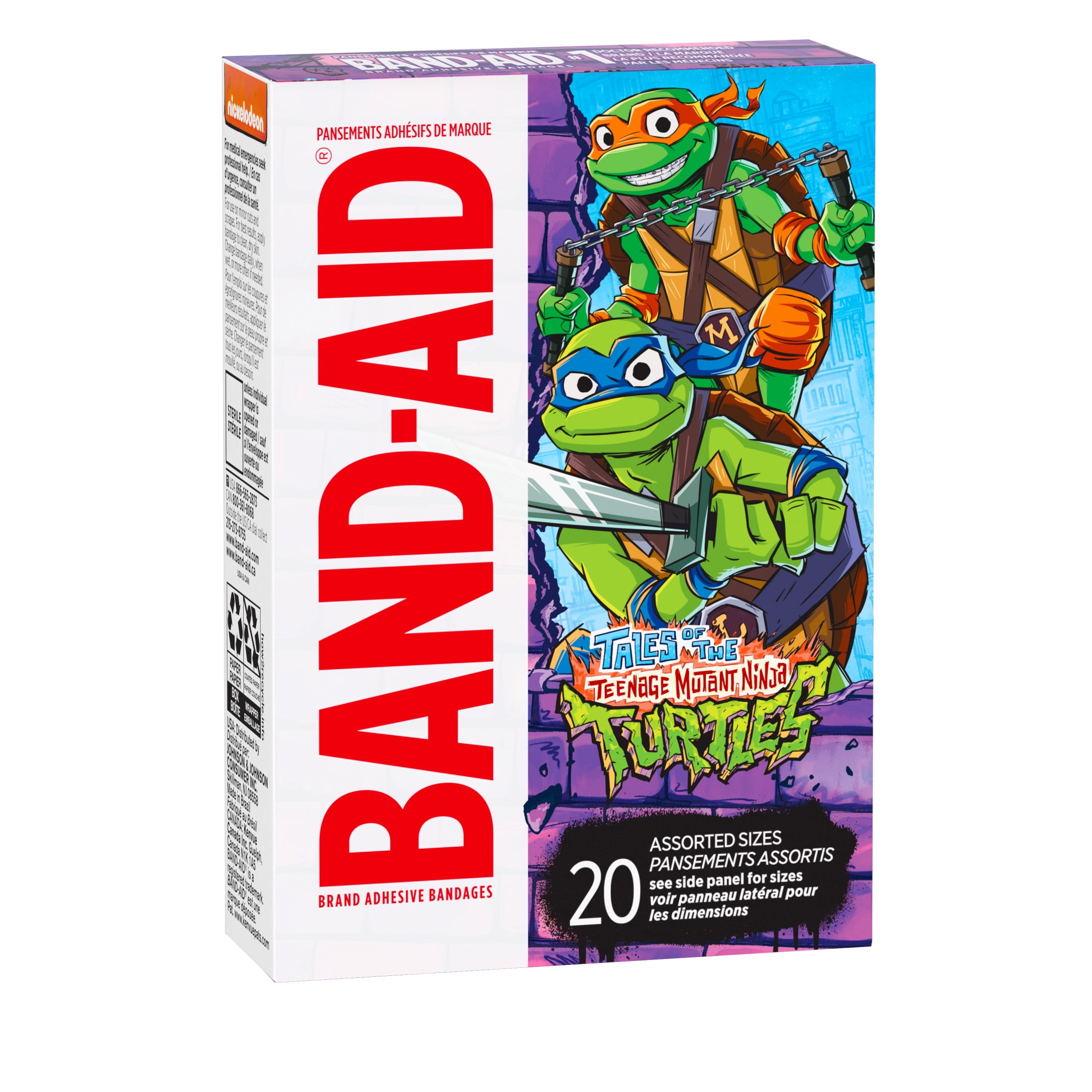 BAND-AID Brand Kid Bandages Nickelodeon TMNT Assorted 20 Ct