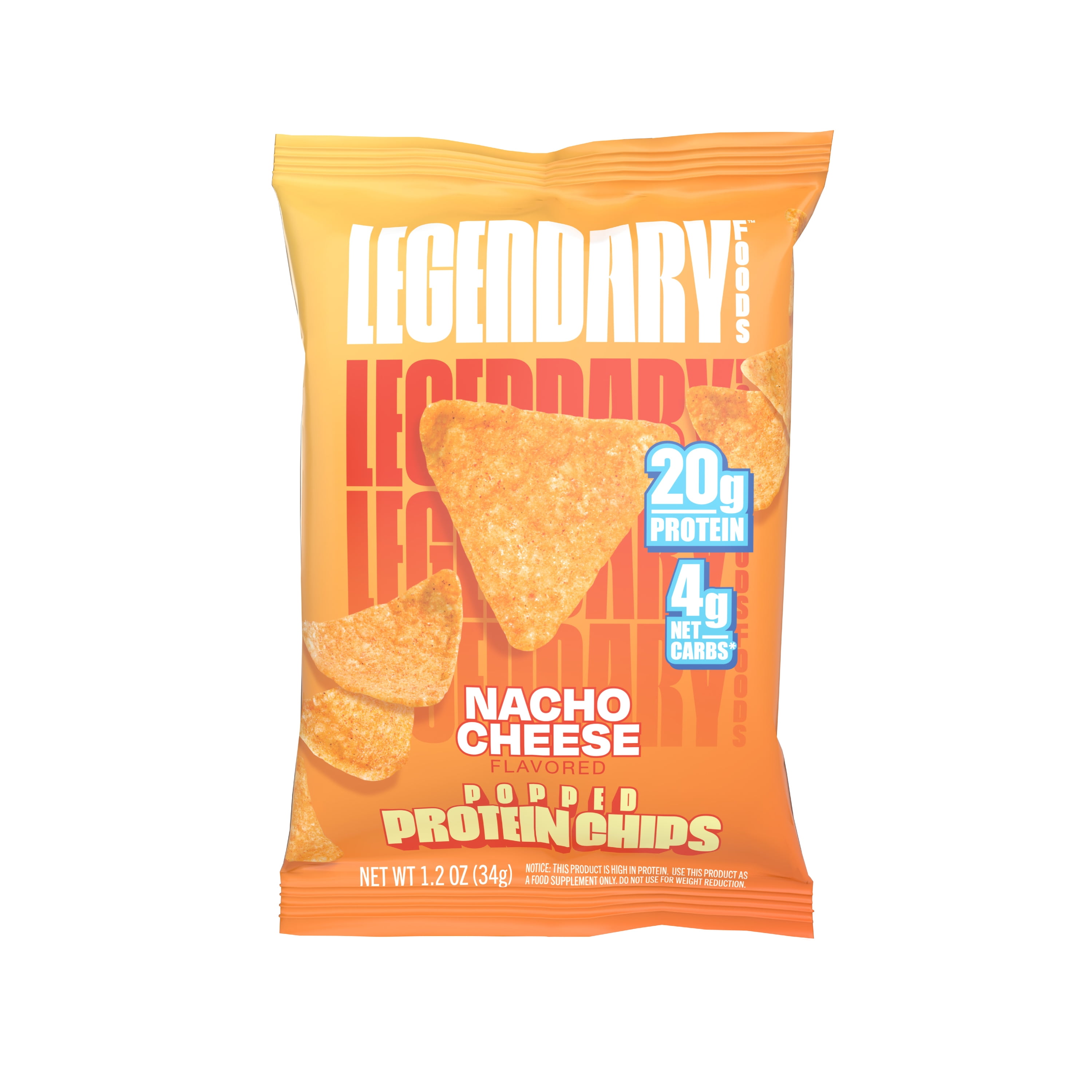 Legendary Foods Popped Protein Chips Nacho Cheese Flavor 20g Protein