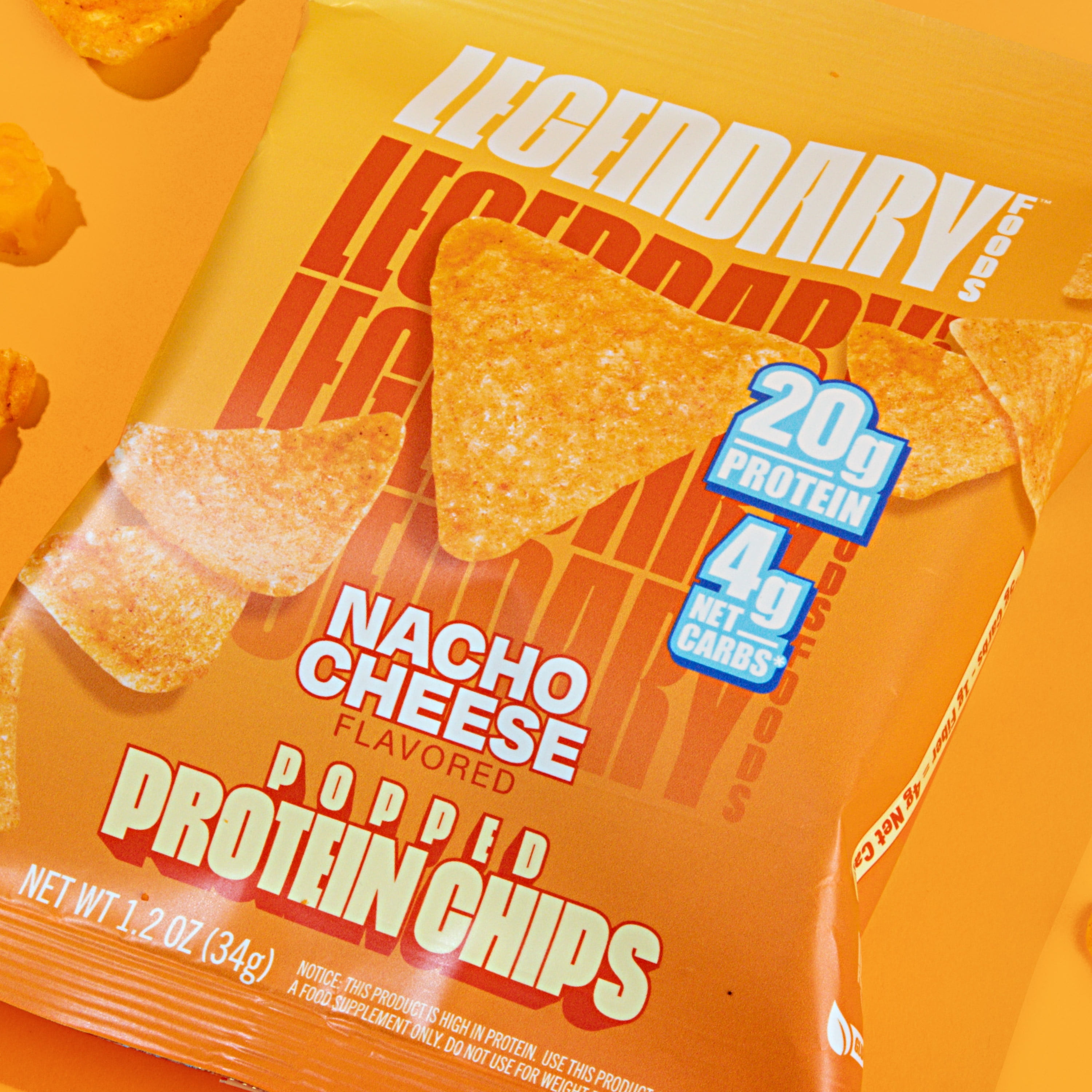 Legendary Foods Popped Protein Chips Nacho Cheese Flavor 20g Protein