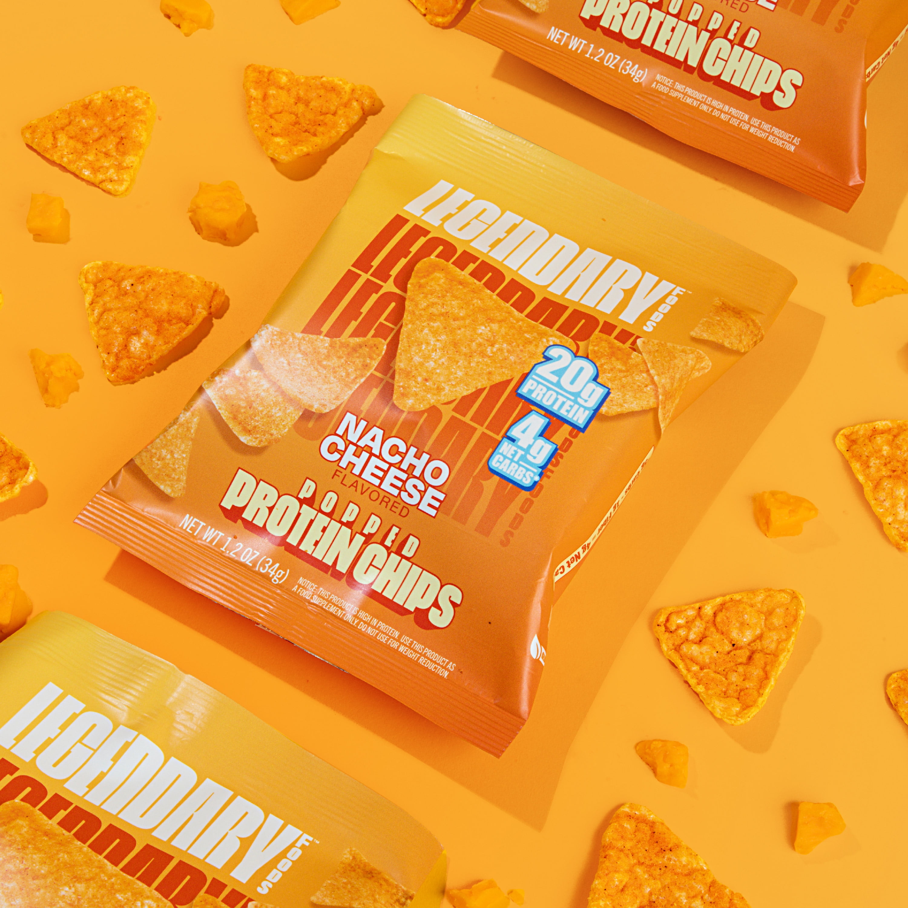 Legendary Foods Popped Protein Chips Nacho Cheese Flavor 20g Protein