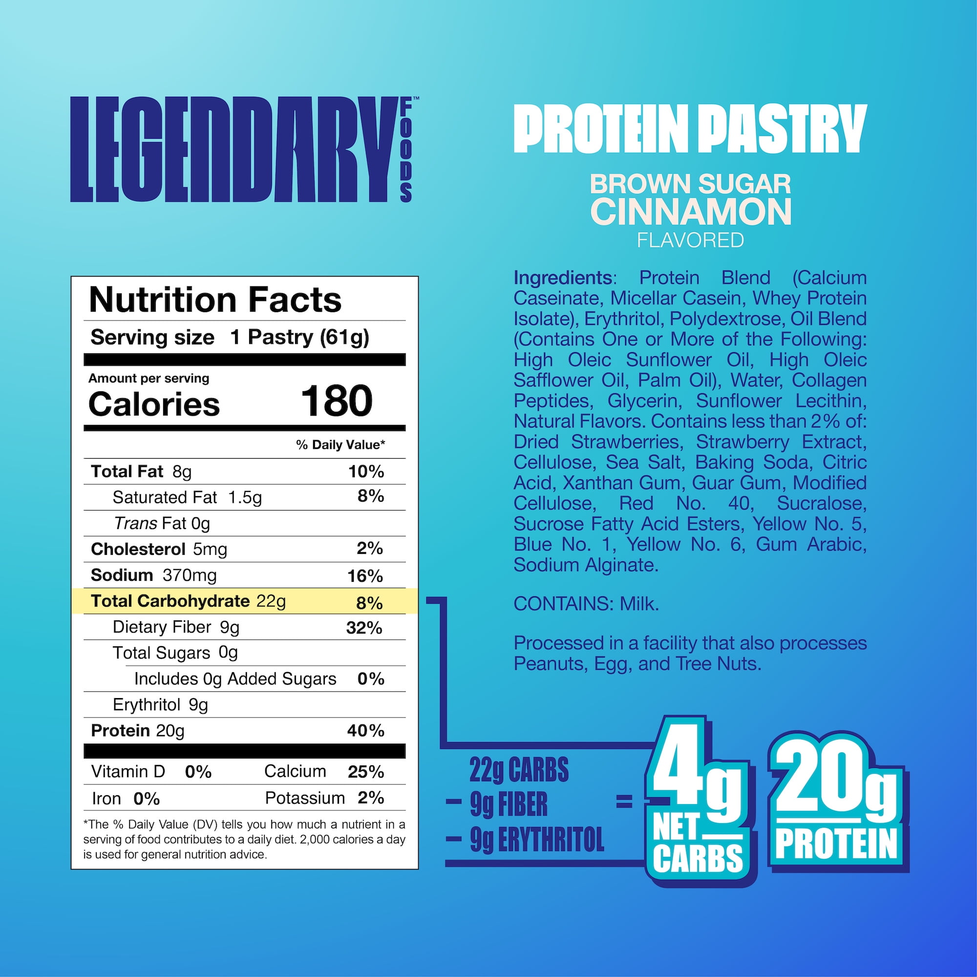 Legendary Cinnamon Protein Pastry Low Carb Snack Pack To Go 10 Count