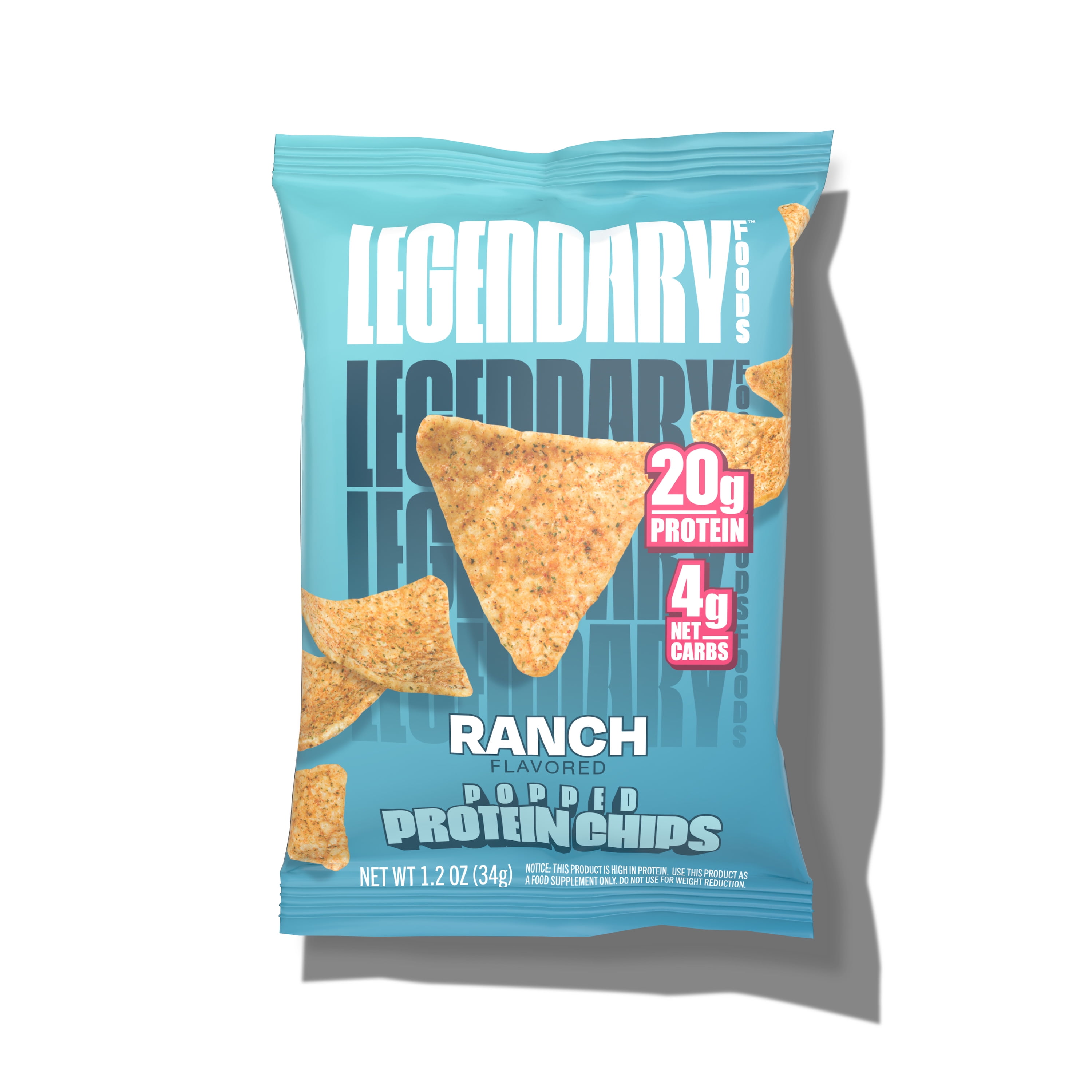 Legendary Foods Popped Protein Chips Ranch 4 Pack Protein Snack Gluten-Free Keto Friendly