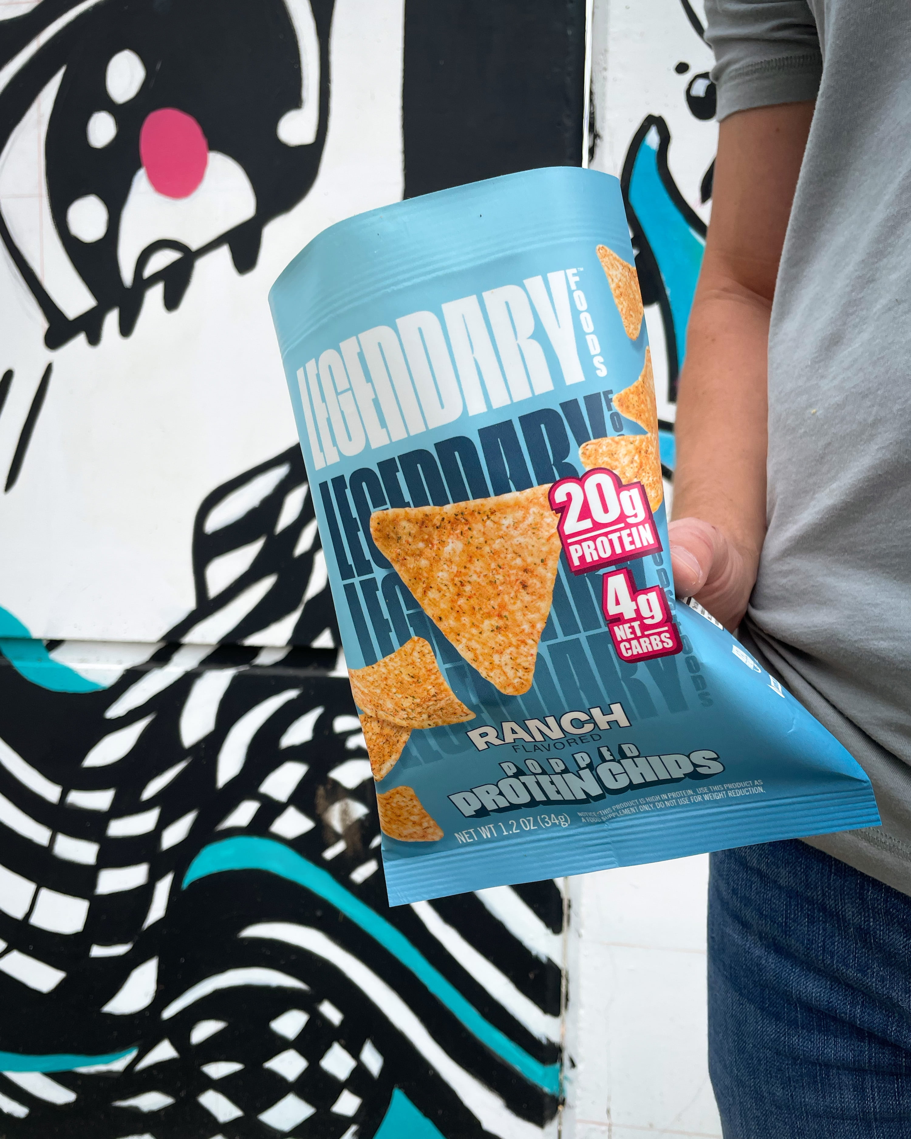 Legendary Foods Popped Protein Chips Ranch 4 Pack Protein Snack Gluten-Free Keto Friendly