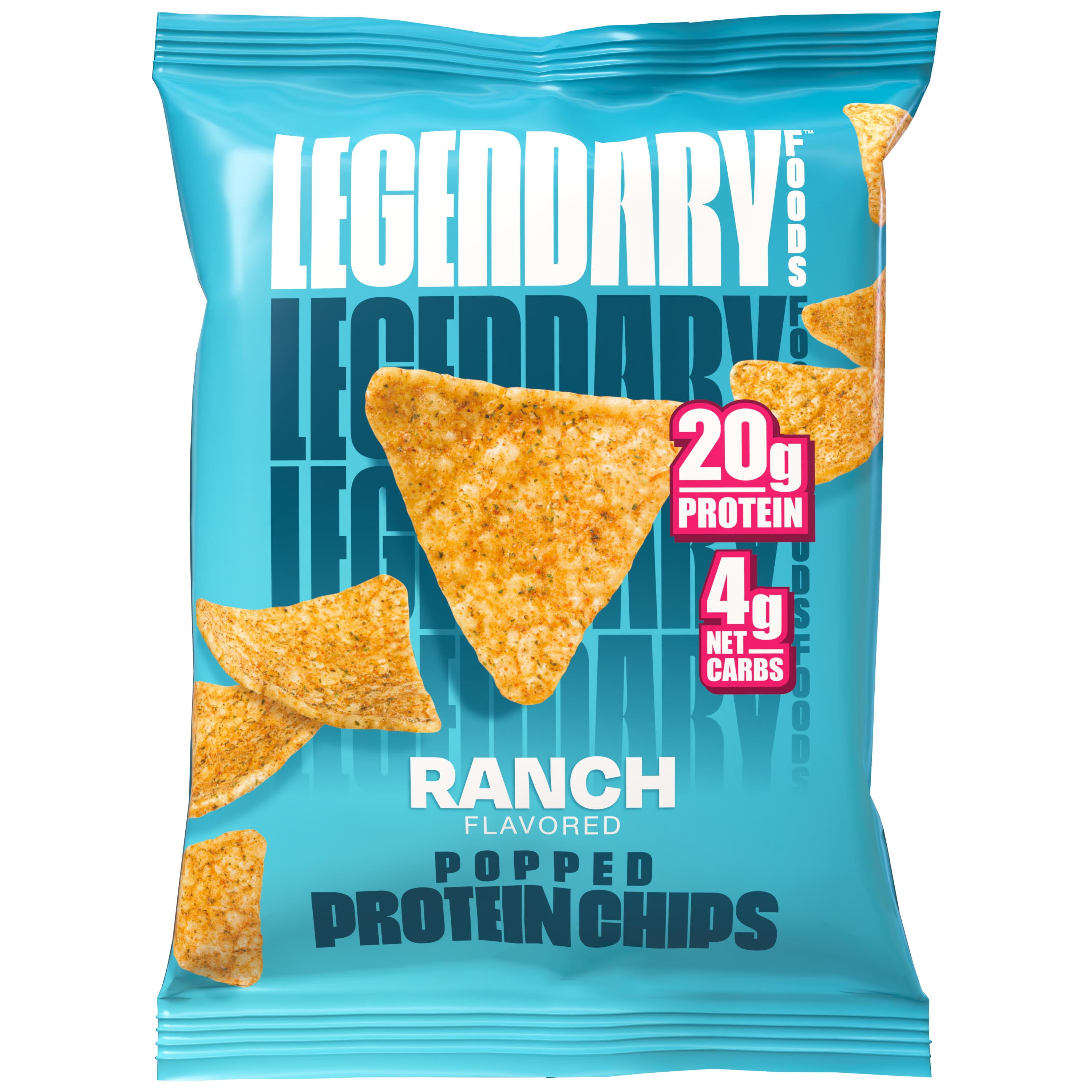 Legendary Foods Popped Protein Chips Ranch 4 Pack Protein Snack Gluten-Free Keto Friendly