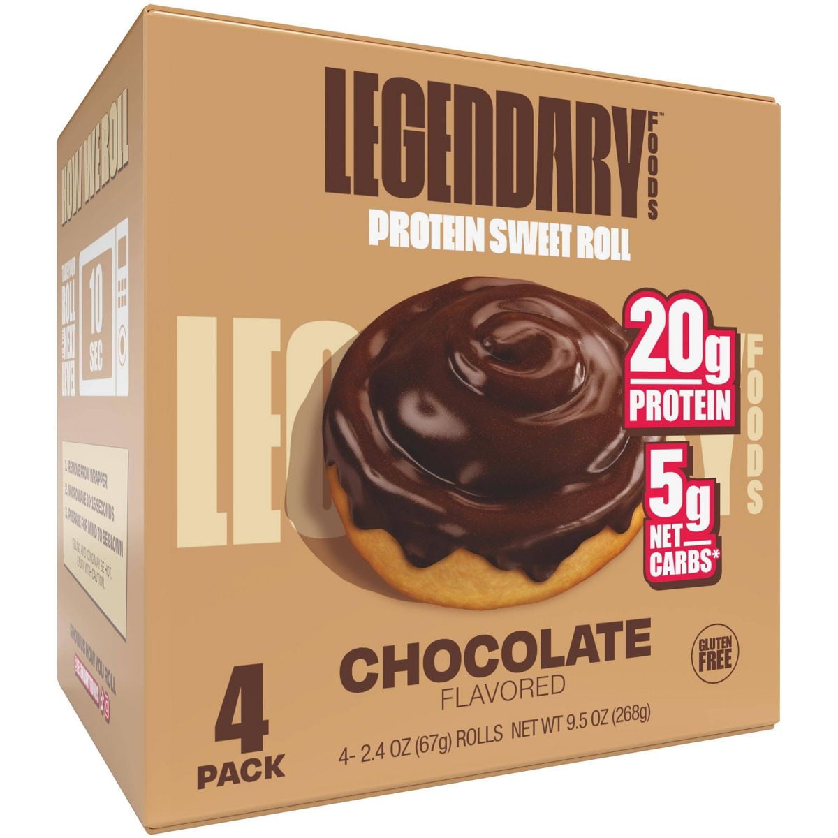 Legendary Foods Gluten Free Keto Protein Sweet Roll Chocolate 9.5oz 4ct
