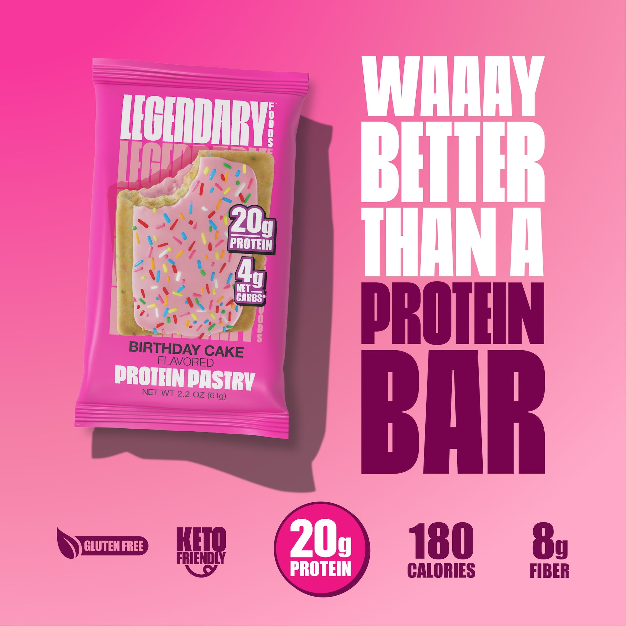 Legendary Birthday Cake Protein Pastry Low Carb Snack Pack to Go 10 Count
