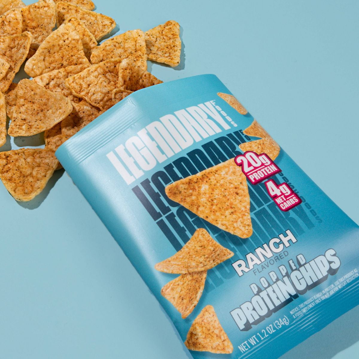 Legendary Foods Gluten Free Keto Popped Protein Chips Ranch 4.8oz/4ct