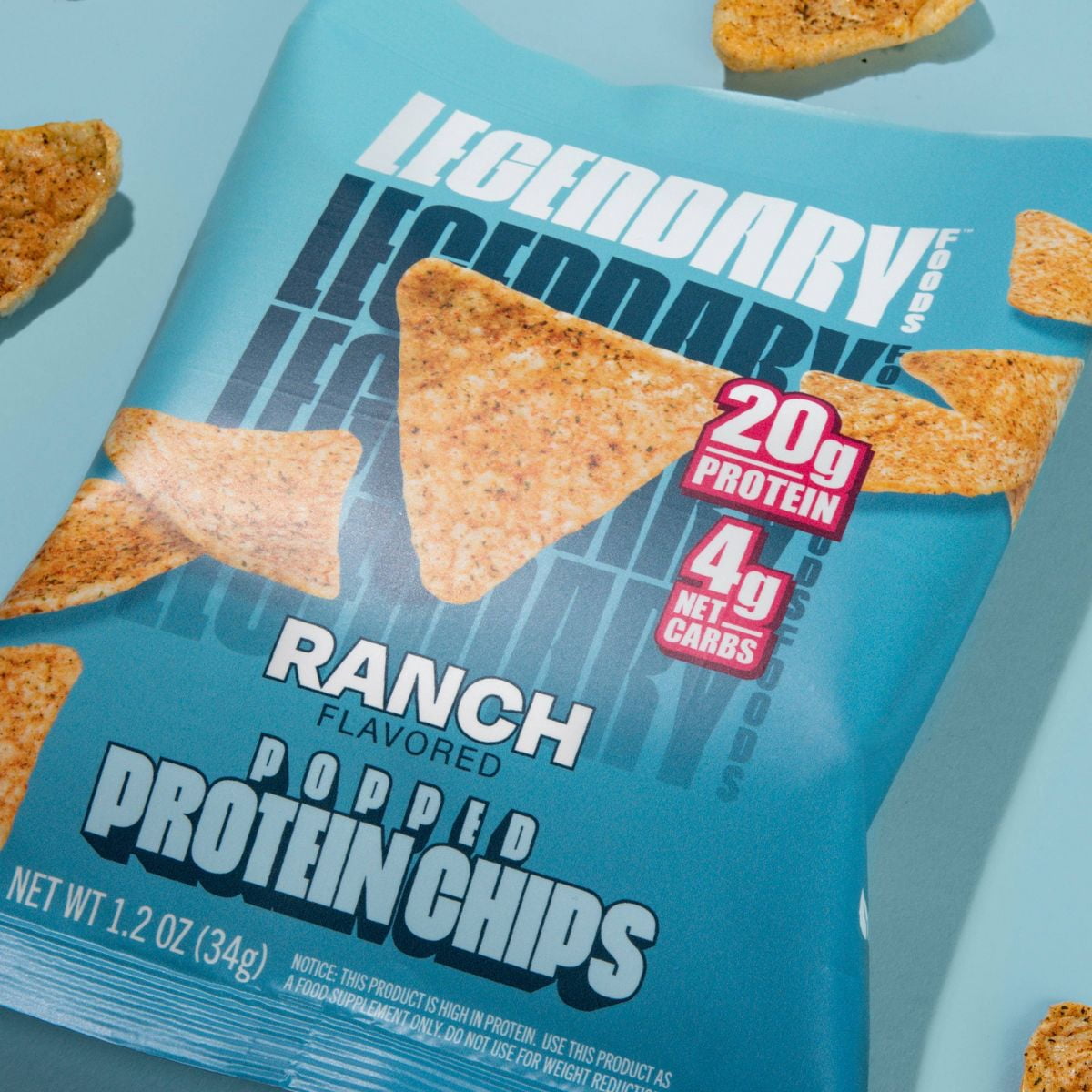 Legendary Foods Gluten Free Keto Popped Protein Chips Ranch 4.8oz/4ct