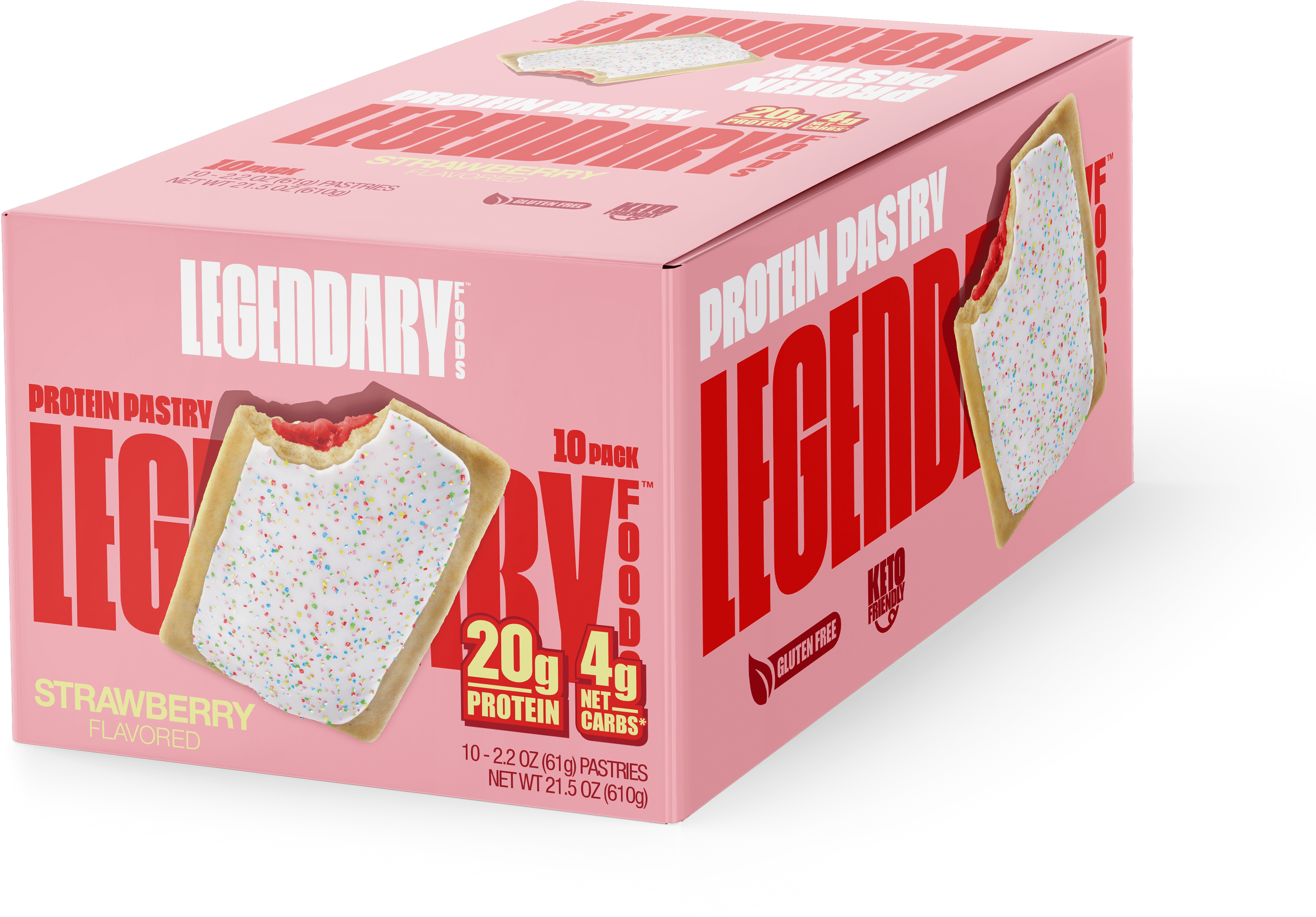 Legendary Strawberry Protein Pastry Low Carb Snack Pack to Go 10 Count