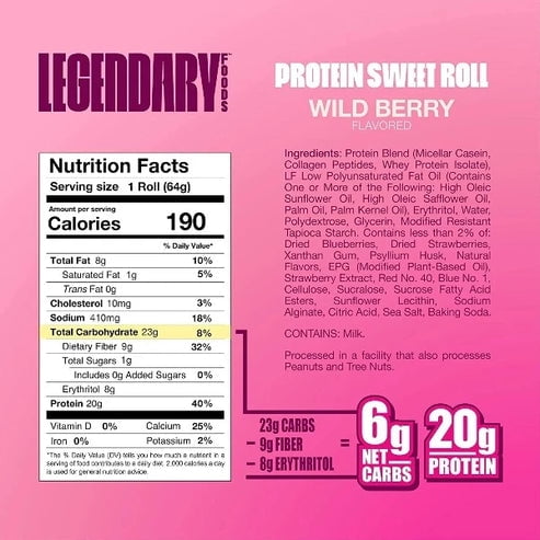 Legendary Foods Protein Sweet Roll Wildberry 8 Pack - High-Protein Snack