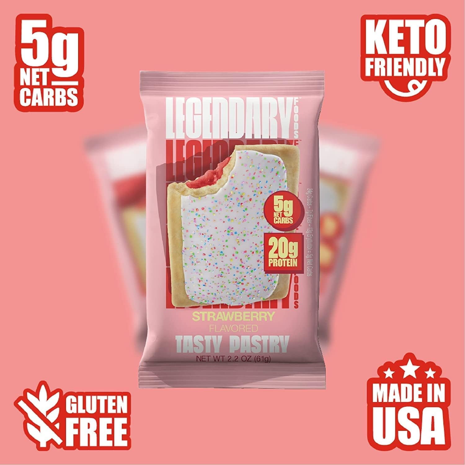 Legendary Foods Protein Pastry Strawberry 10 Pack x 2