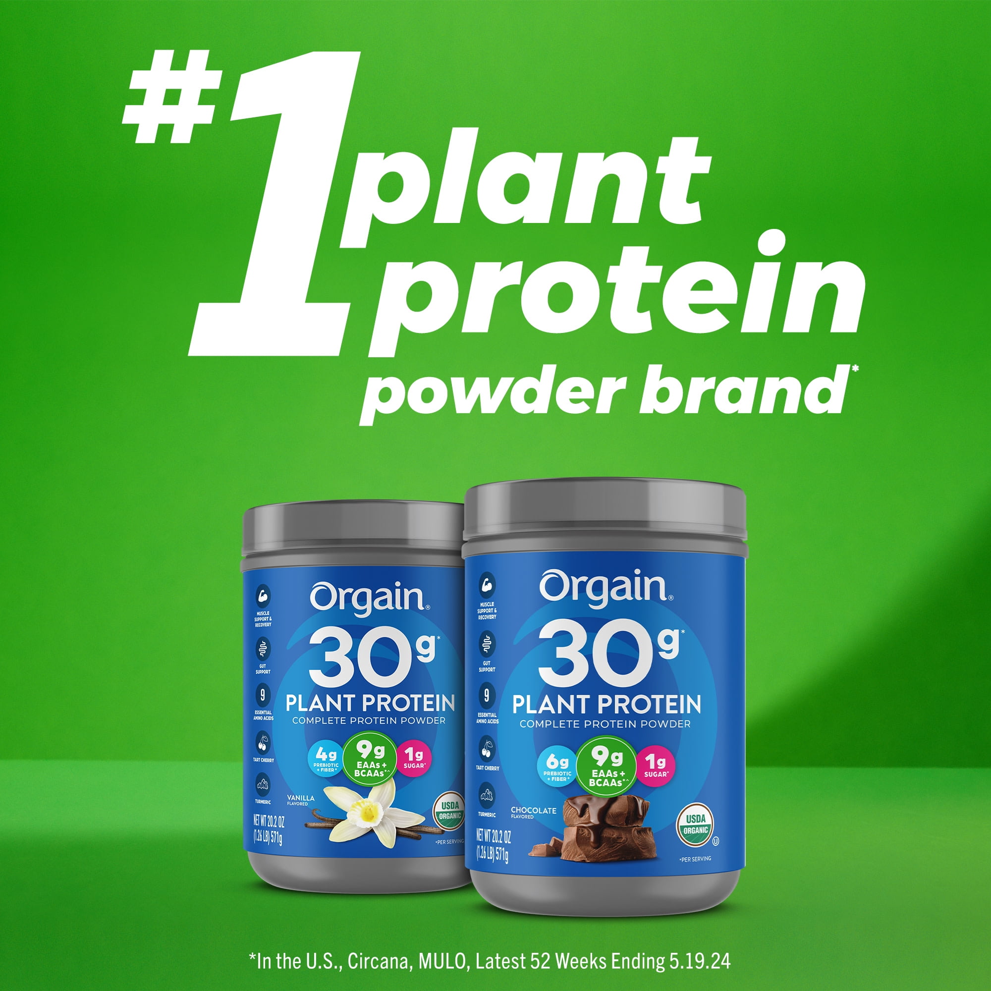 Orgain Organic Vegan 30g High Protein Powder Vanilla 1.26lb Shake Drink with Prebiotic Fiber