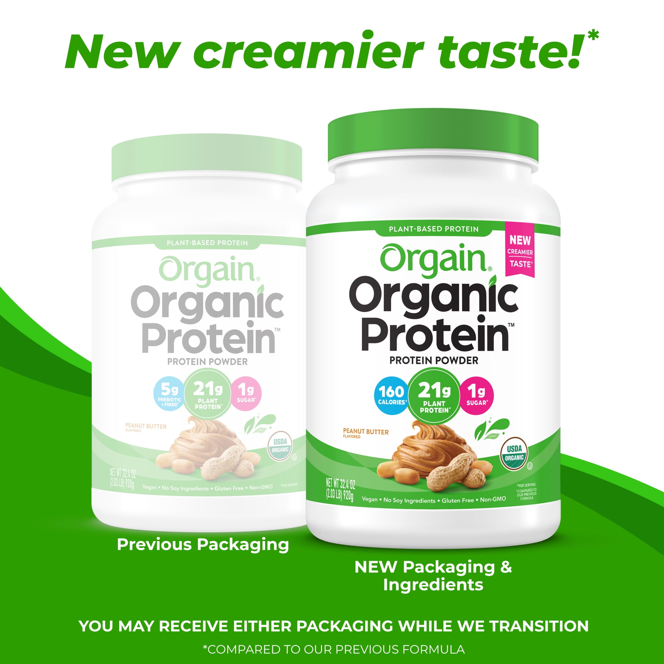 Orgain Organic Vegan 21g Protein Powder Plant Based Shake Drink Peanut Butter 2.03lb