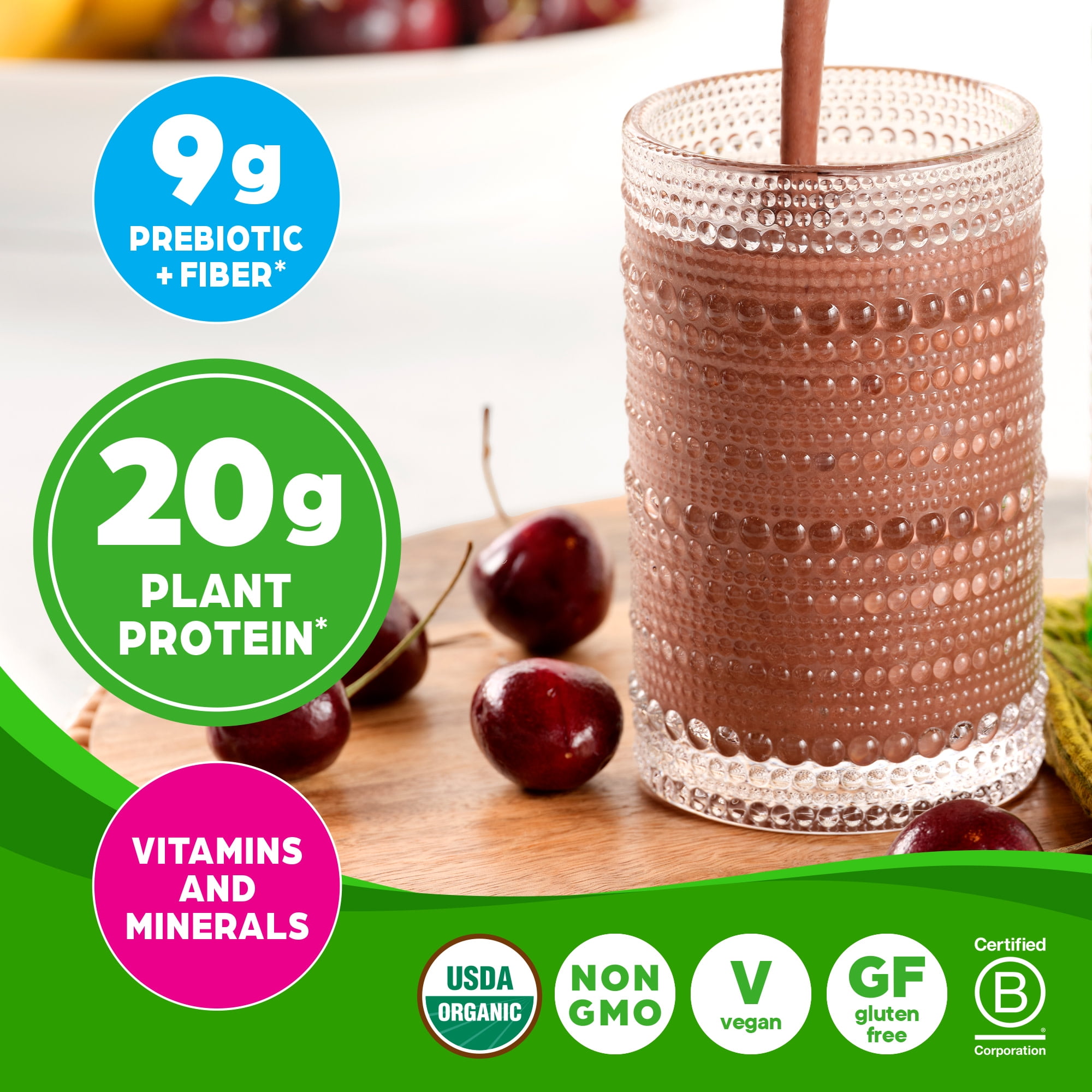 Orgain Organic Vegan Meal Replacement Powder 20g Plant Based Protein Chocolate 2.01lb
