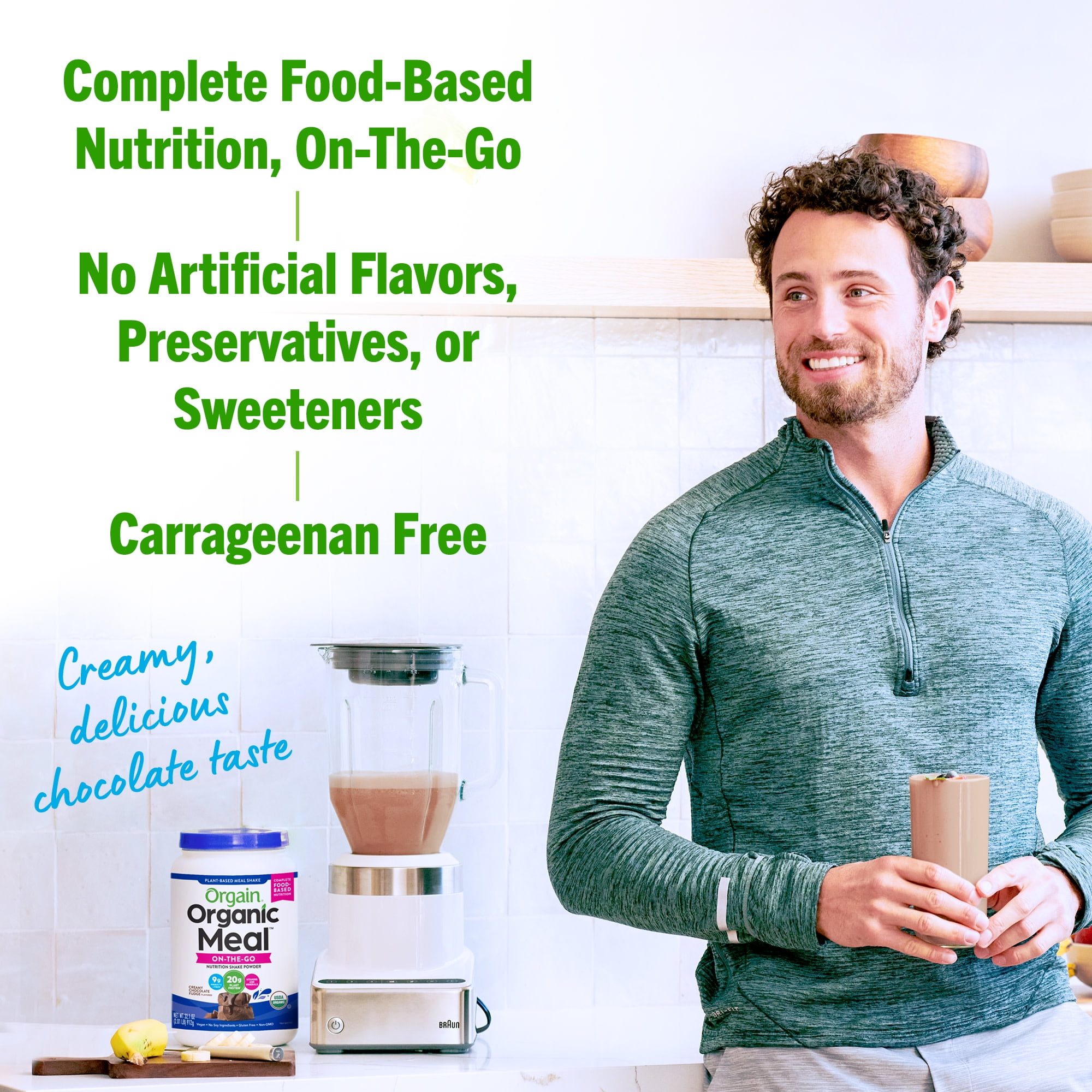 Orgain Organic Vegan Meal Replacement Powder 20g Plant Based Protein Chocolate 2.01lb