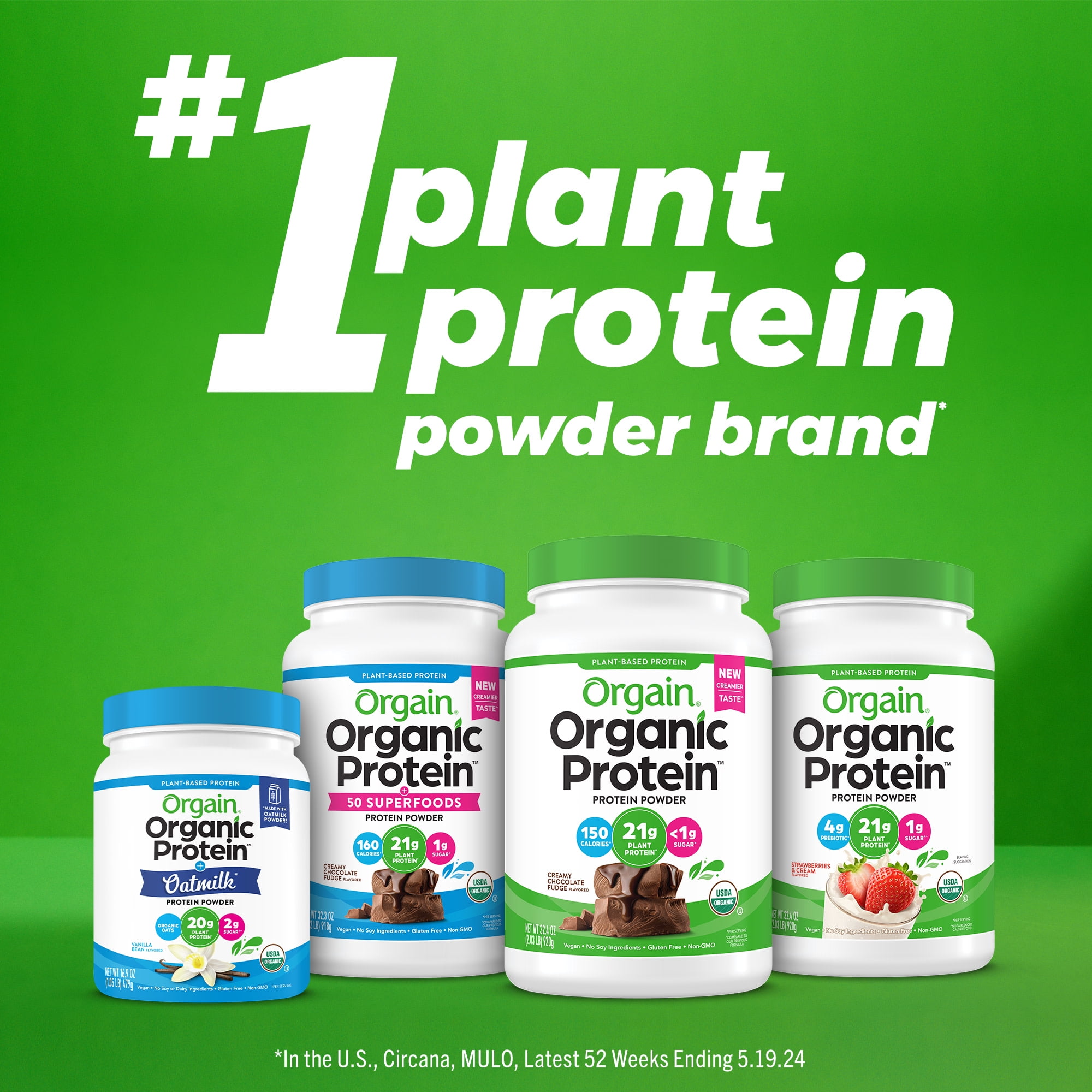 Orgain Organic Vegan Protein Shake Powder Chocolate 2.02lb with 50 Superfoods - Plant Based Ample Nutrition