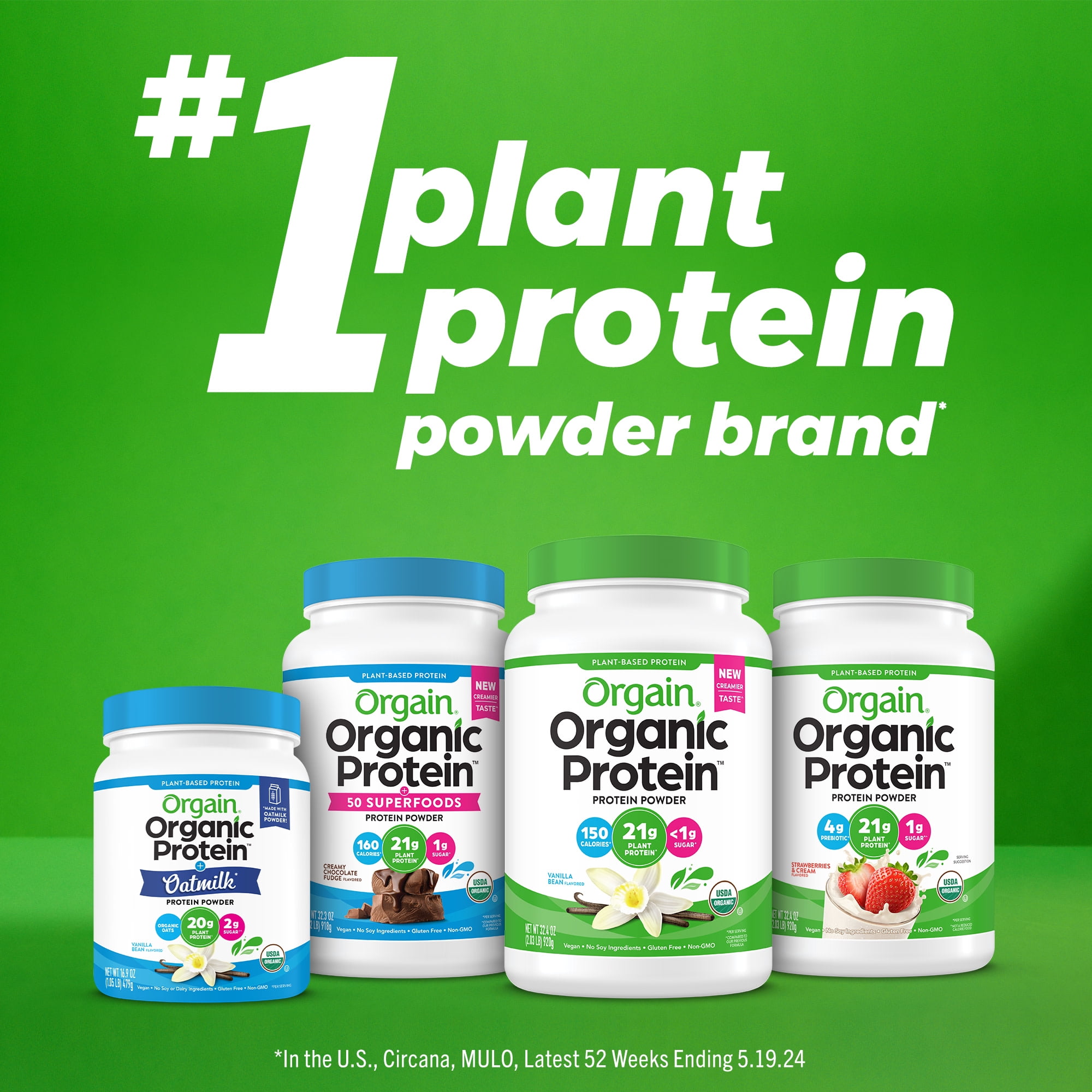 Orgain Organic Vegan Protein Powder Vanilla Bean 2.03lb Plant Based Shake Drink - 21g Protein