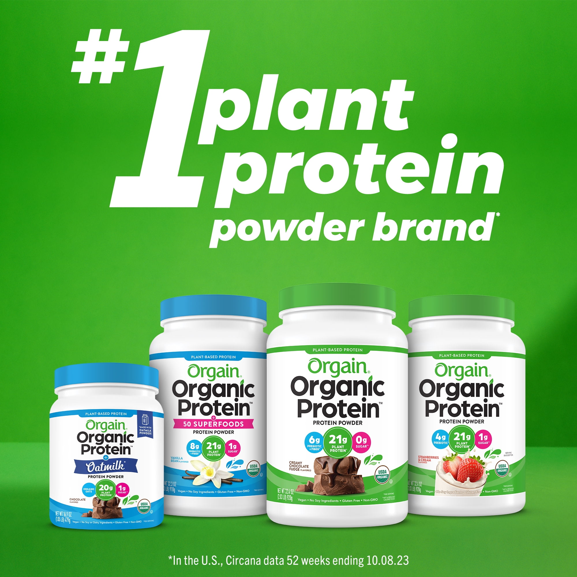 Orgain Organic Vegan Protein Powder Plant Based Vanilla Bean 2.7lb