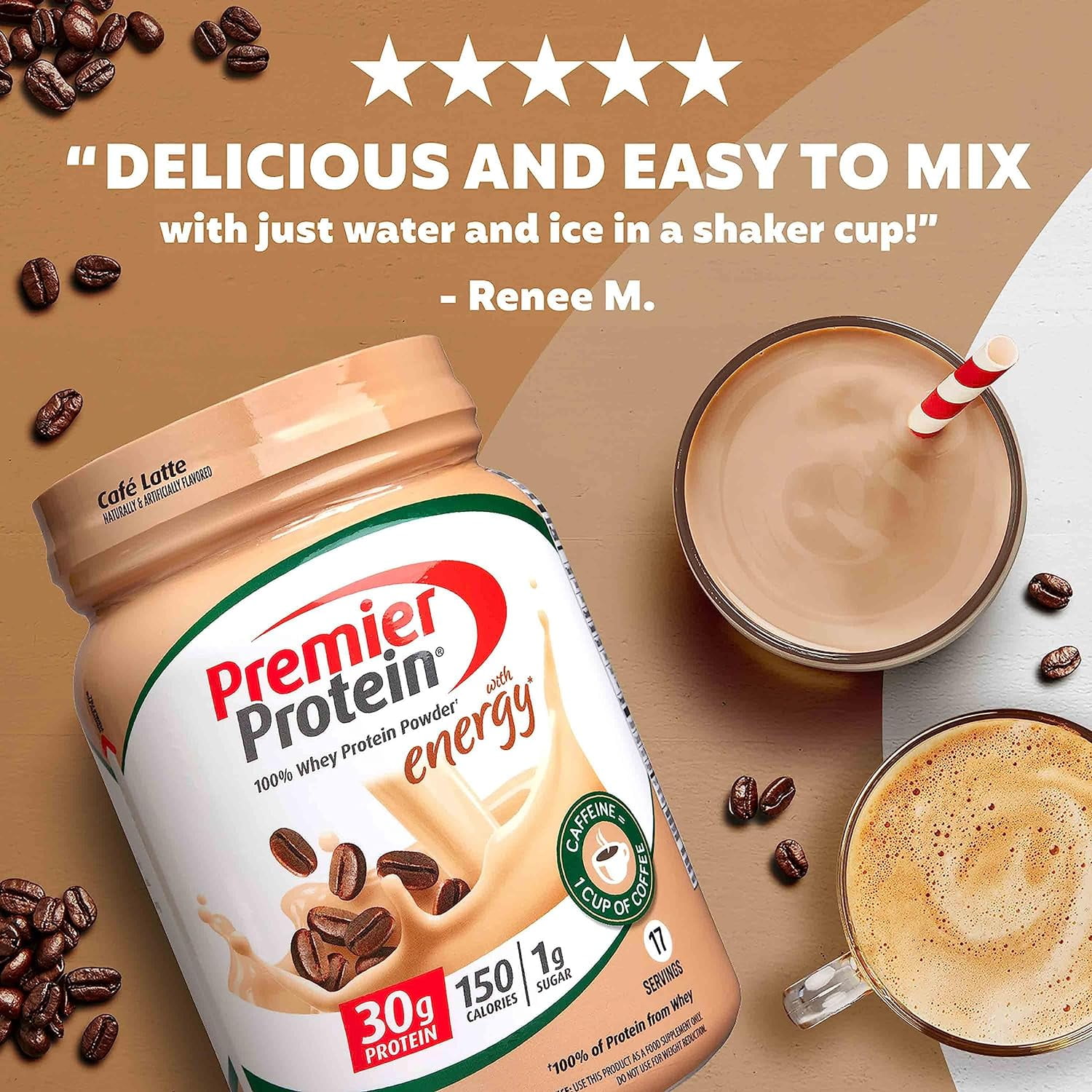 Premier Protein Café Latte Whey Protein Powder 30g Protein 1.5lb 23.9 oz
