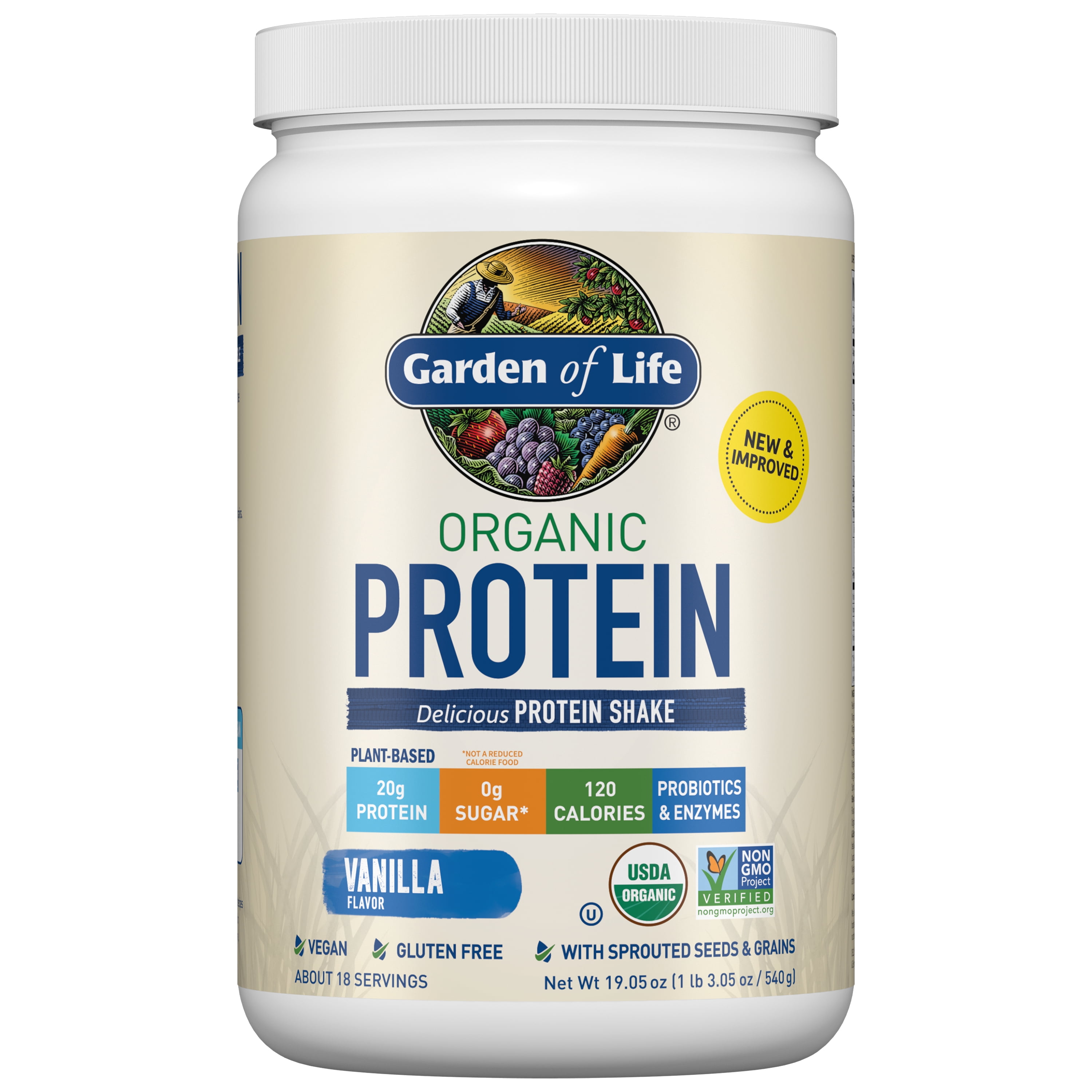 Garden of Life Organic Plant Based Probiotic 20g Protein Shake Drink Powder Vanilla 19.05oz AmerikaSepetim