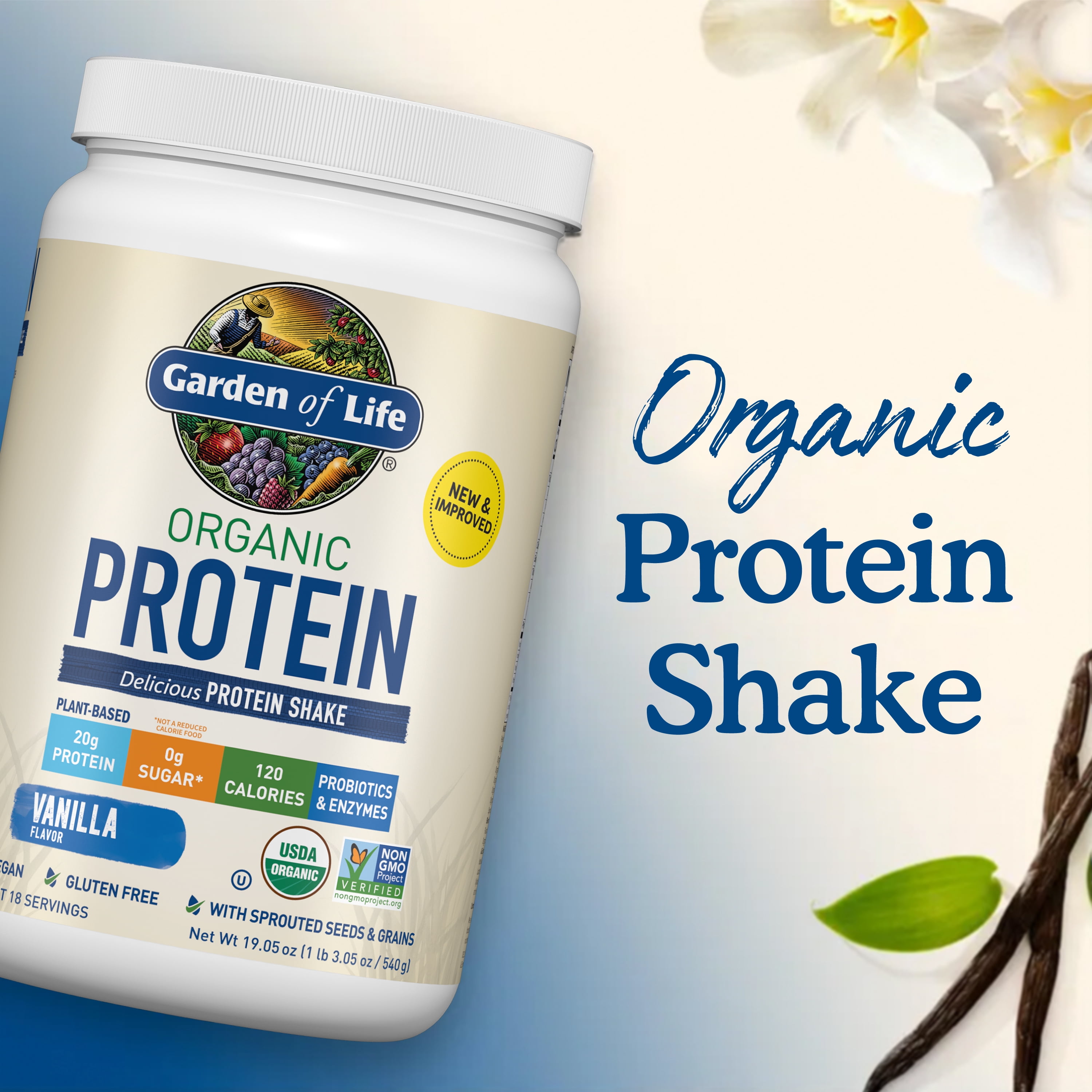 Garden of Life Organic Plant Based Probiotic 20g Protein Shake Drink Powder Vanilla 19.05oz AmerikaSepetim