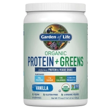 Garden of life Organic Plant Based Greens Probiotic Protein Shake Powder for Digestive Health, Vegan Vanilla 1.1lb.